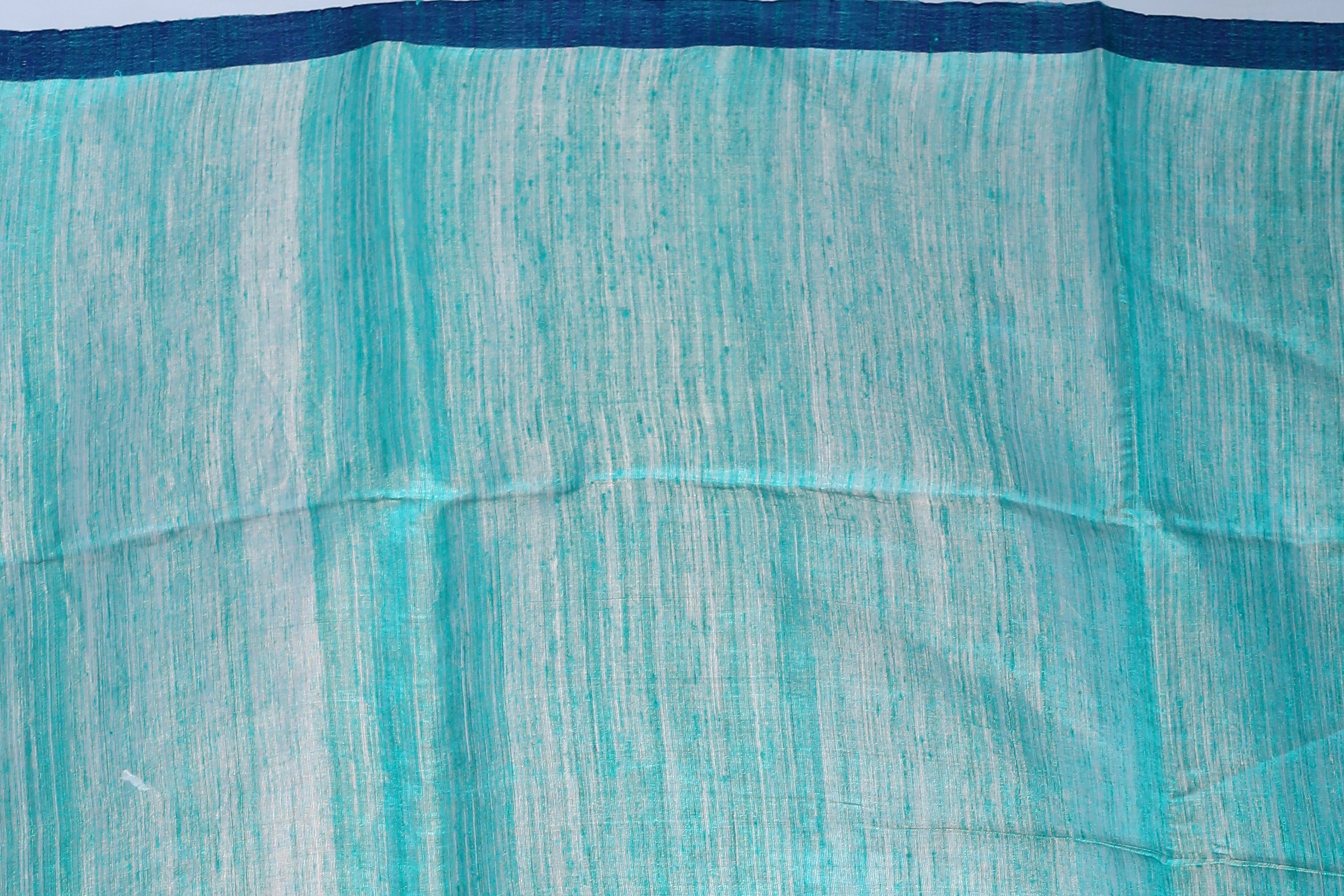 Teal Blue Tissue Matka Saree With Blouse Piece