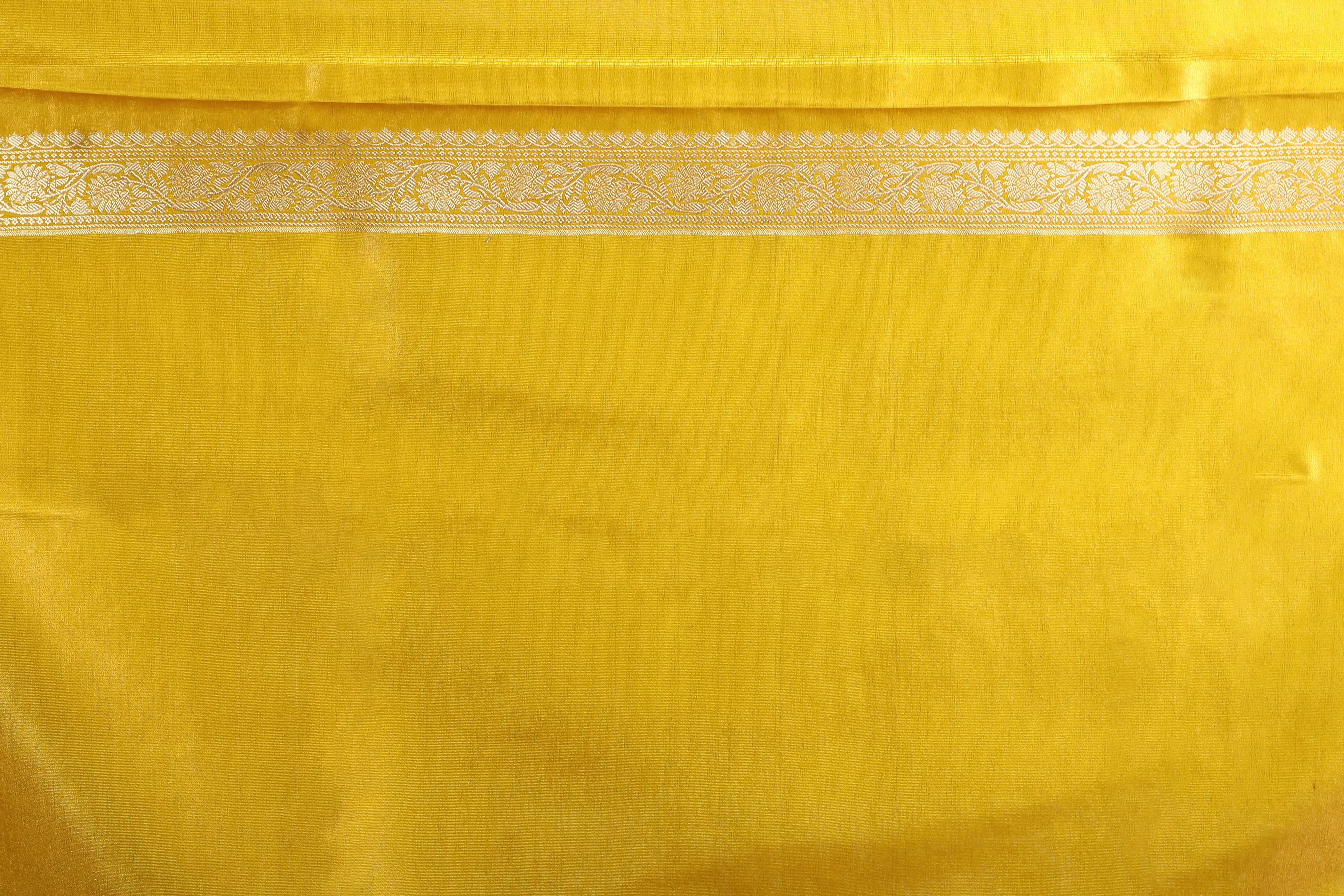 Yellow Blended Tissue Banarasi Saree With Blouse Piece