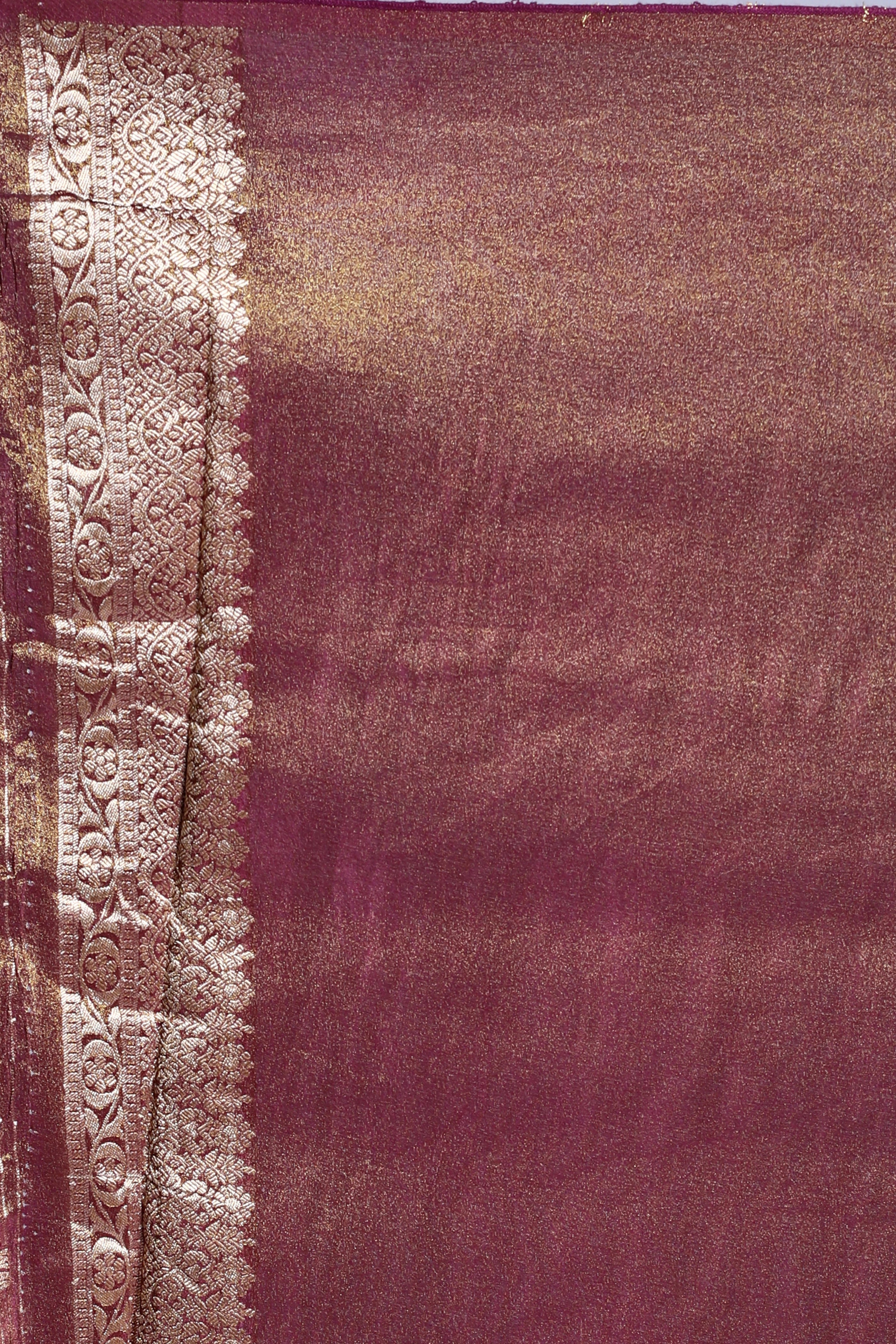 Wine Semi Tissue Banarasi Saree With Blouse Piece