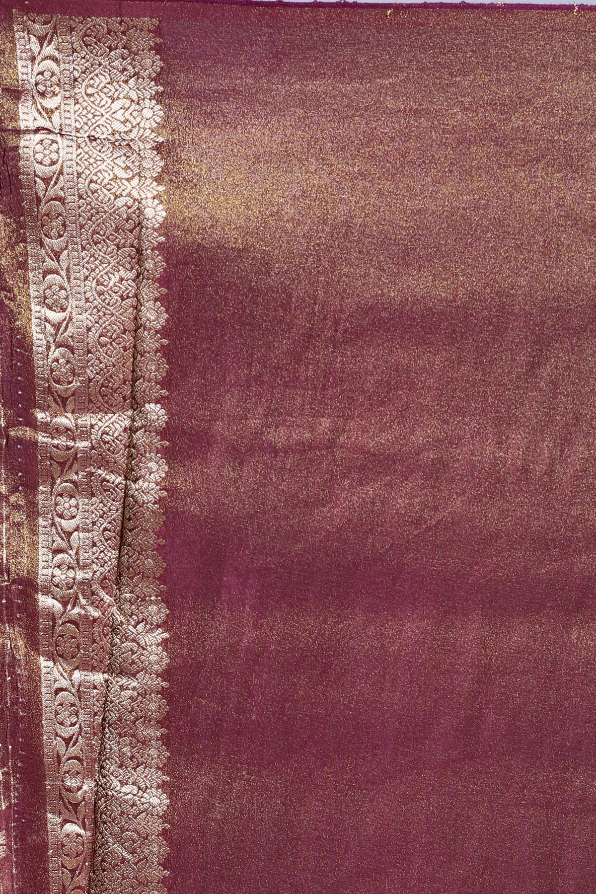 Wine Semi Tissue Banarasi Saree With Blouse Piece