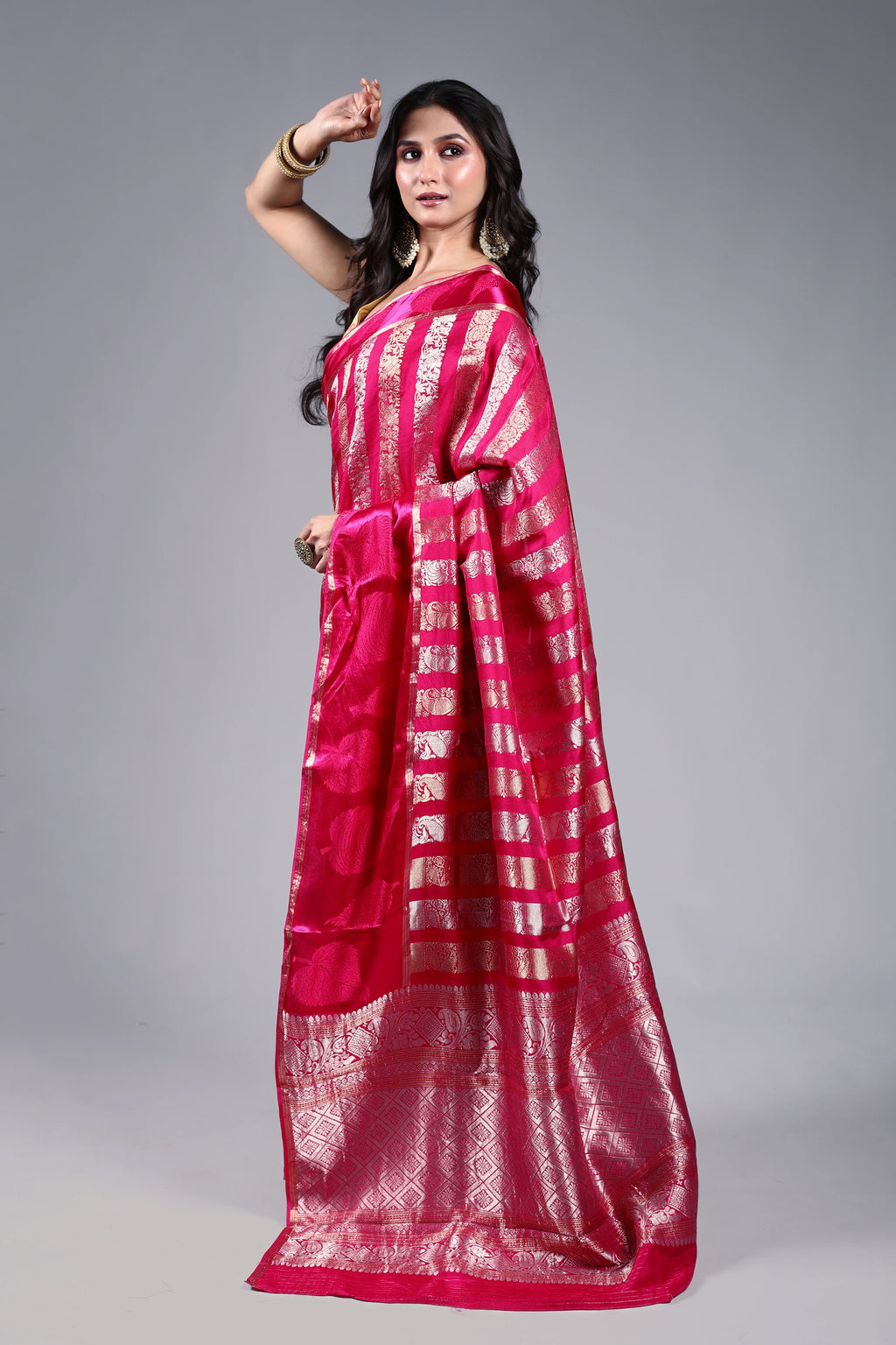 Ranipink Semi Mashru Saree With Blouse Piece