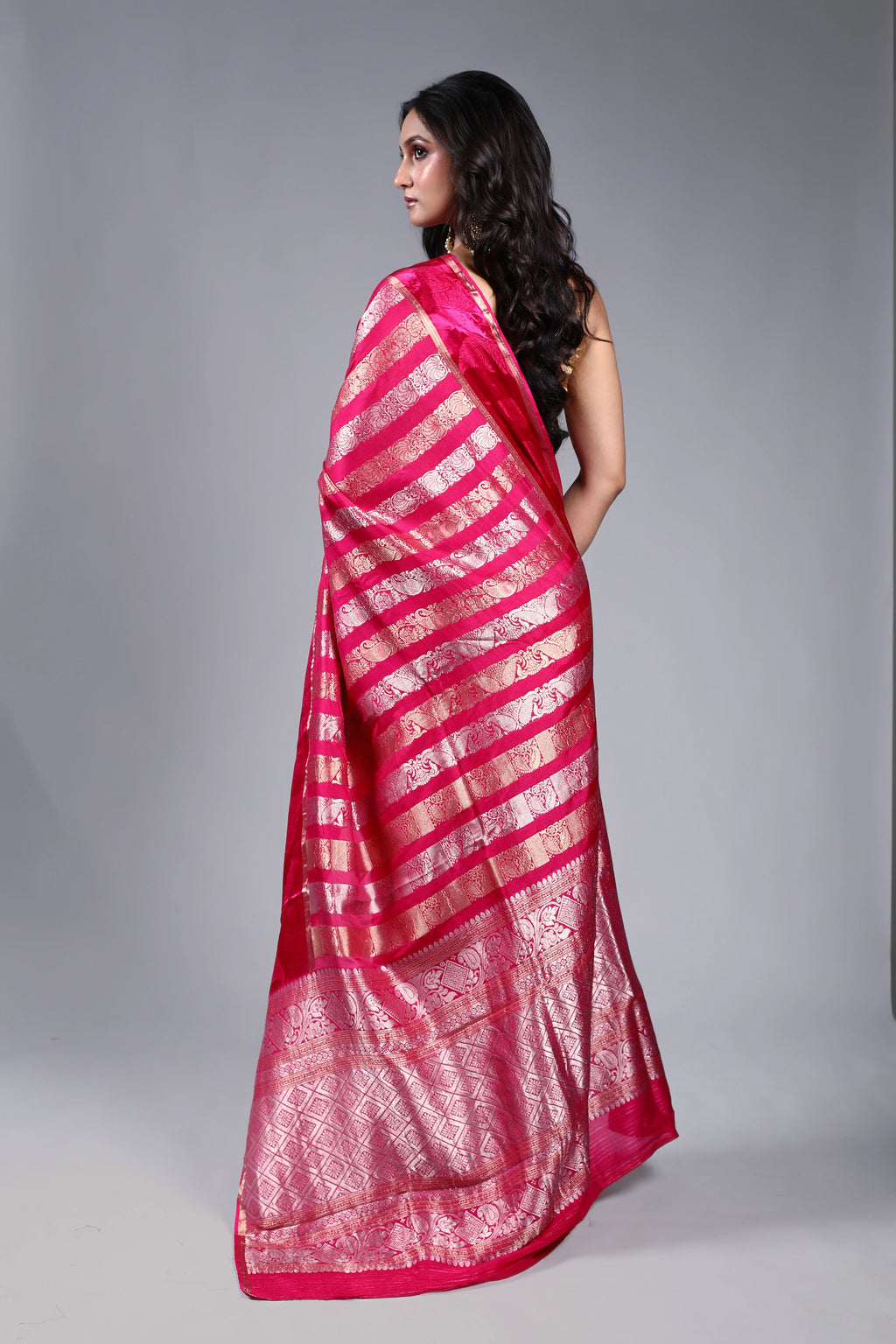 Ranipink Semi Mashru Saree With Blouse Piece