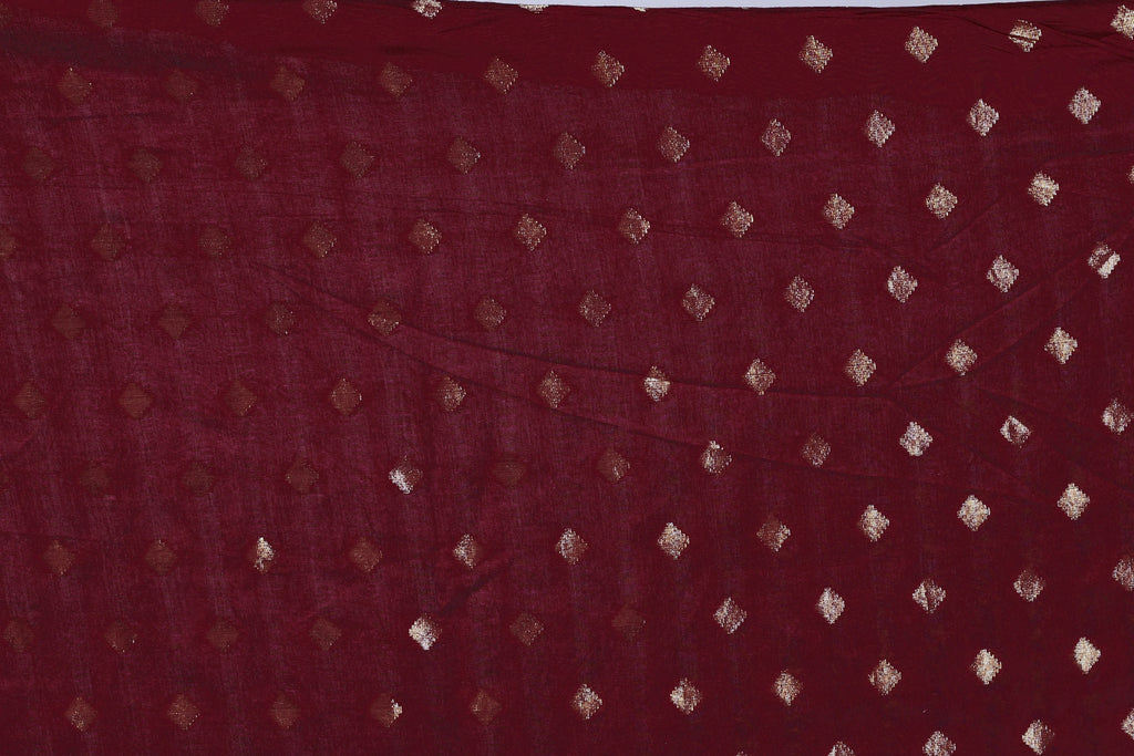 Maroon Semi Mashru Saree With Blouse Piece