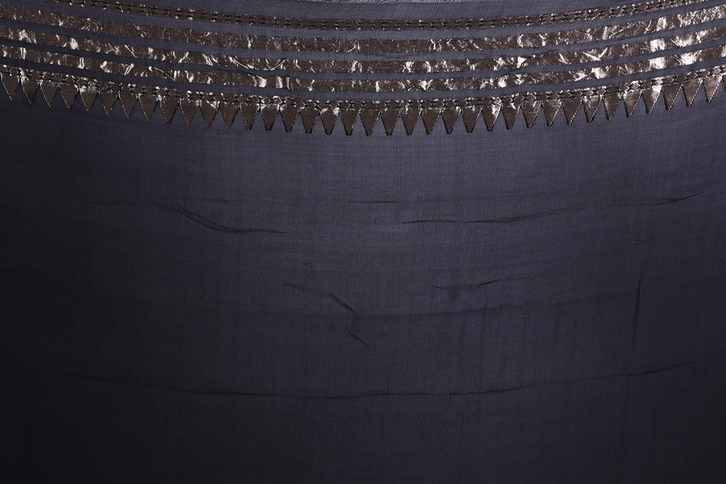 Black Khaddi Georgette Banarasi Saree With Blouse Piece