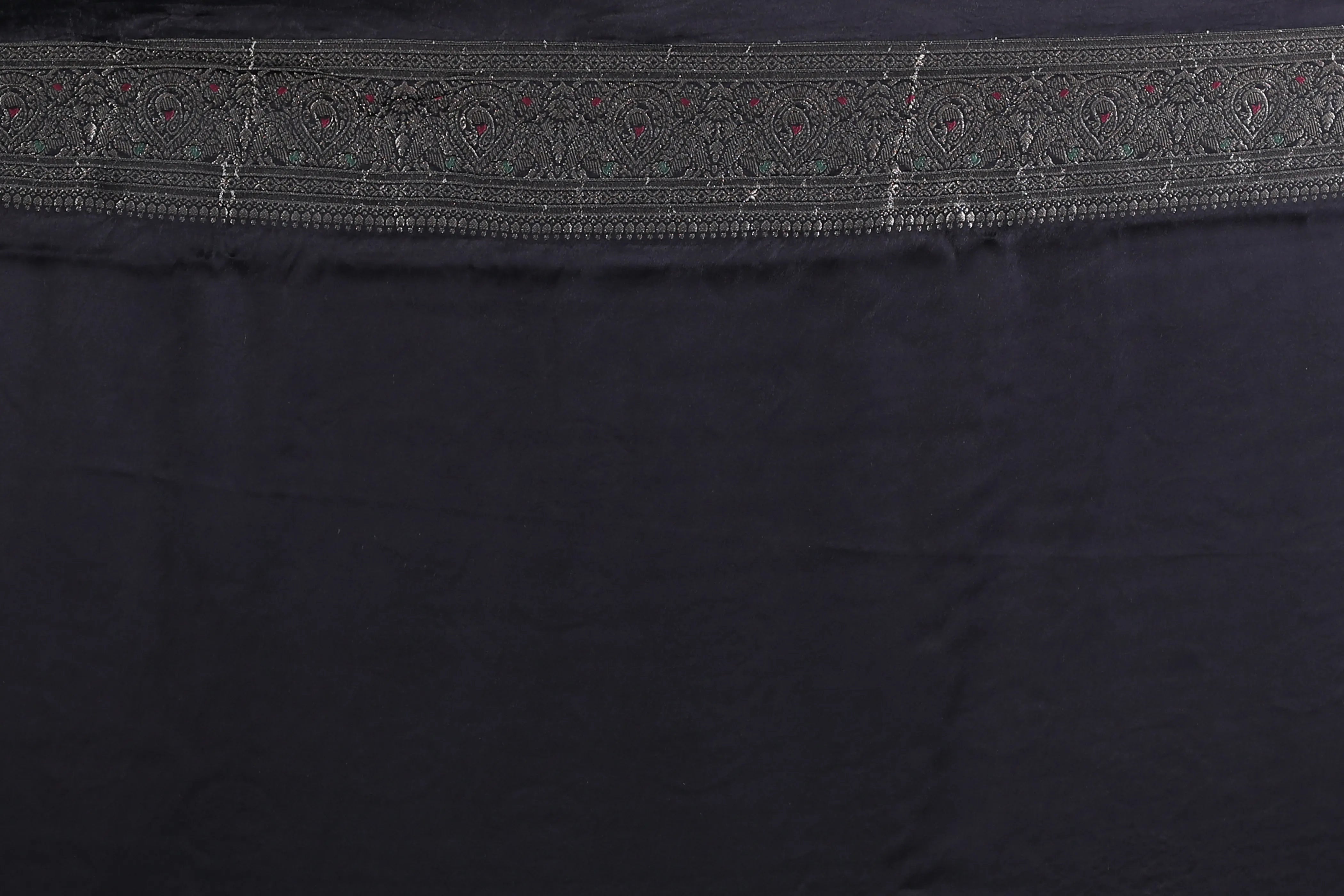 Black Semi Mashru Saree With Blouse Piece