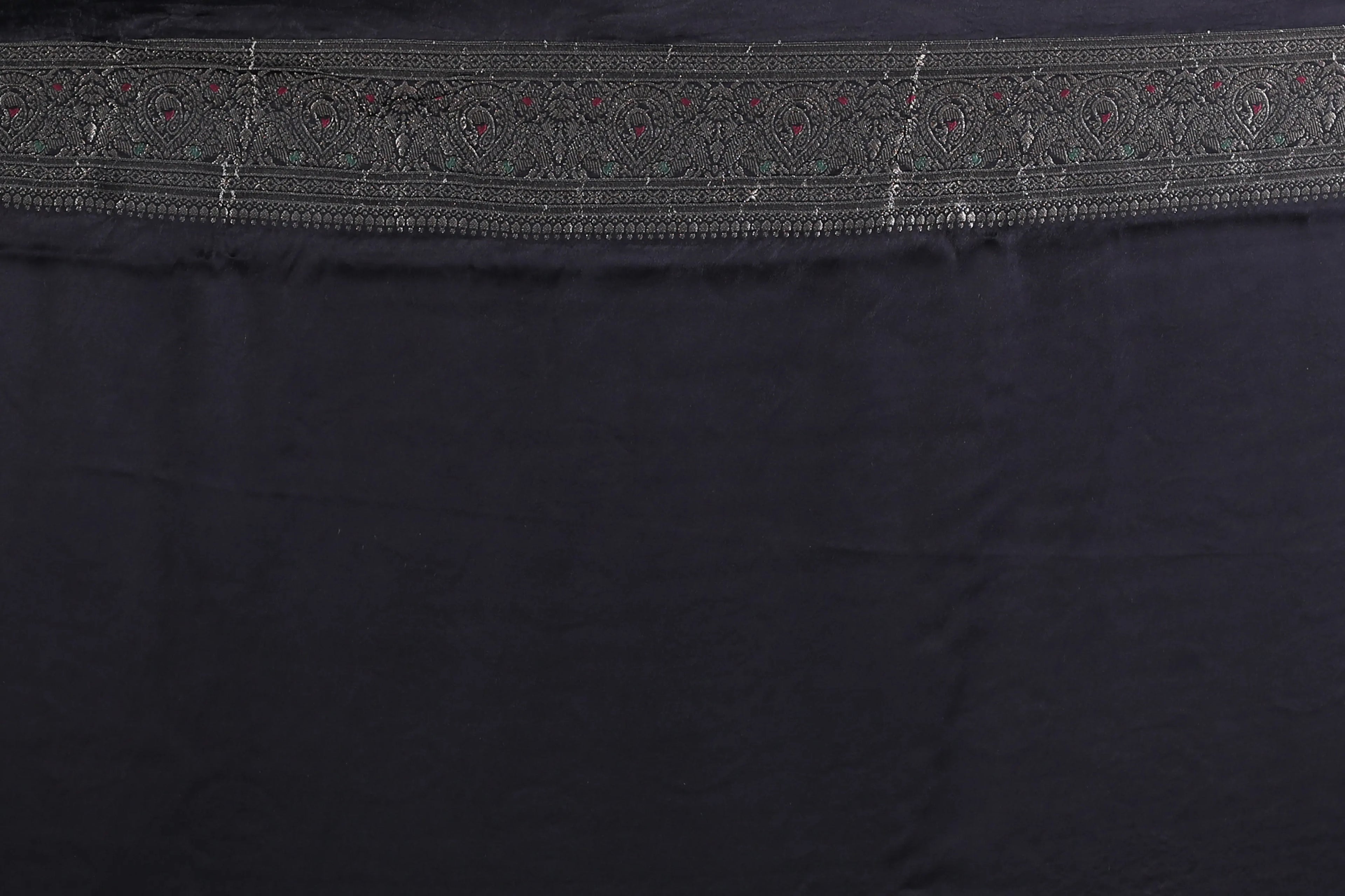 Black Semi Mashru Saree With Blouse Piece
