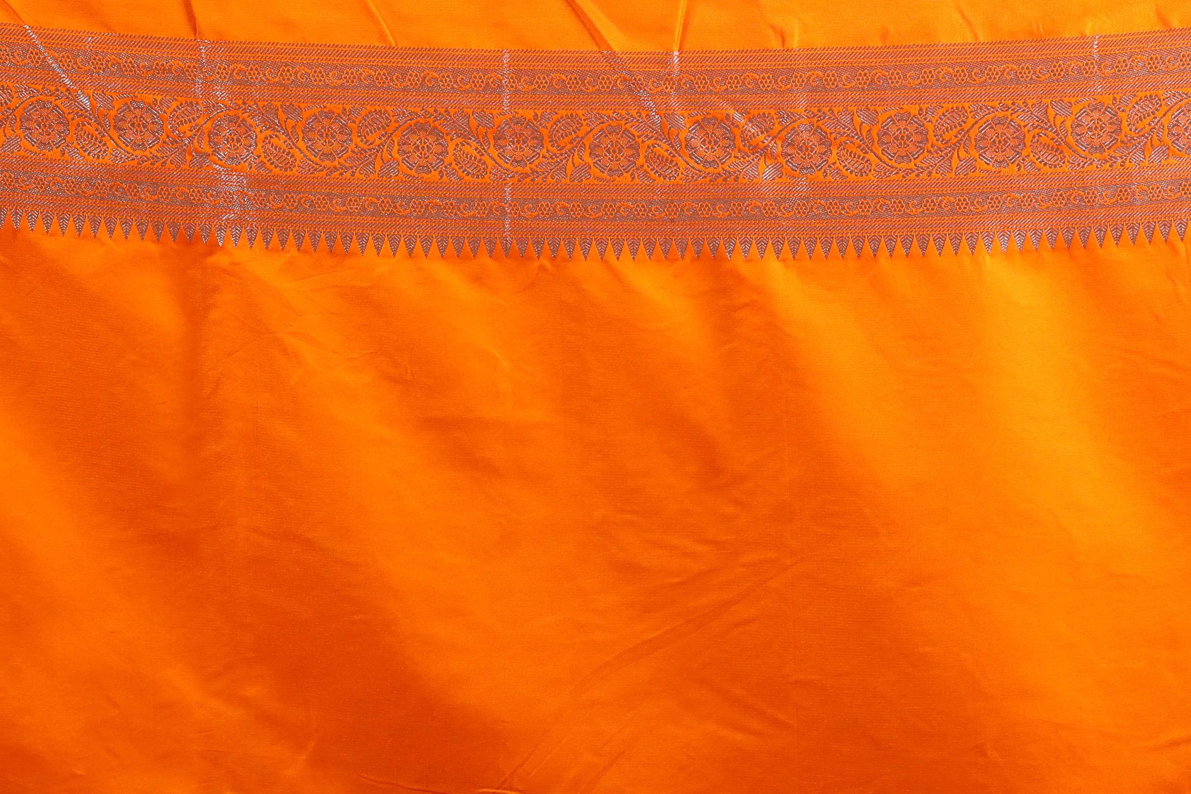 Orange Semi Mashru Saree With Blouse Piece