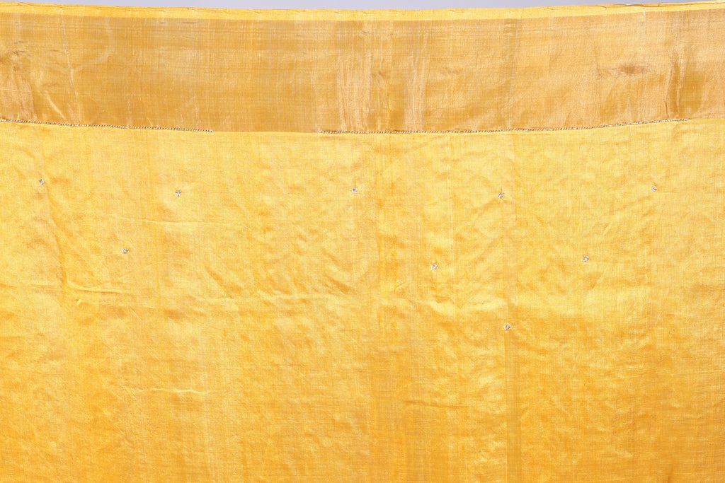 Peach Tussar Cutdana Embroidery Saree With Blouse Piece