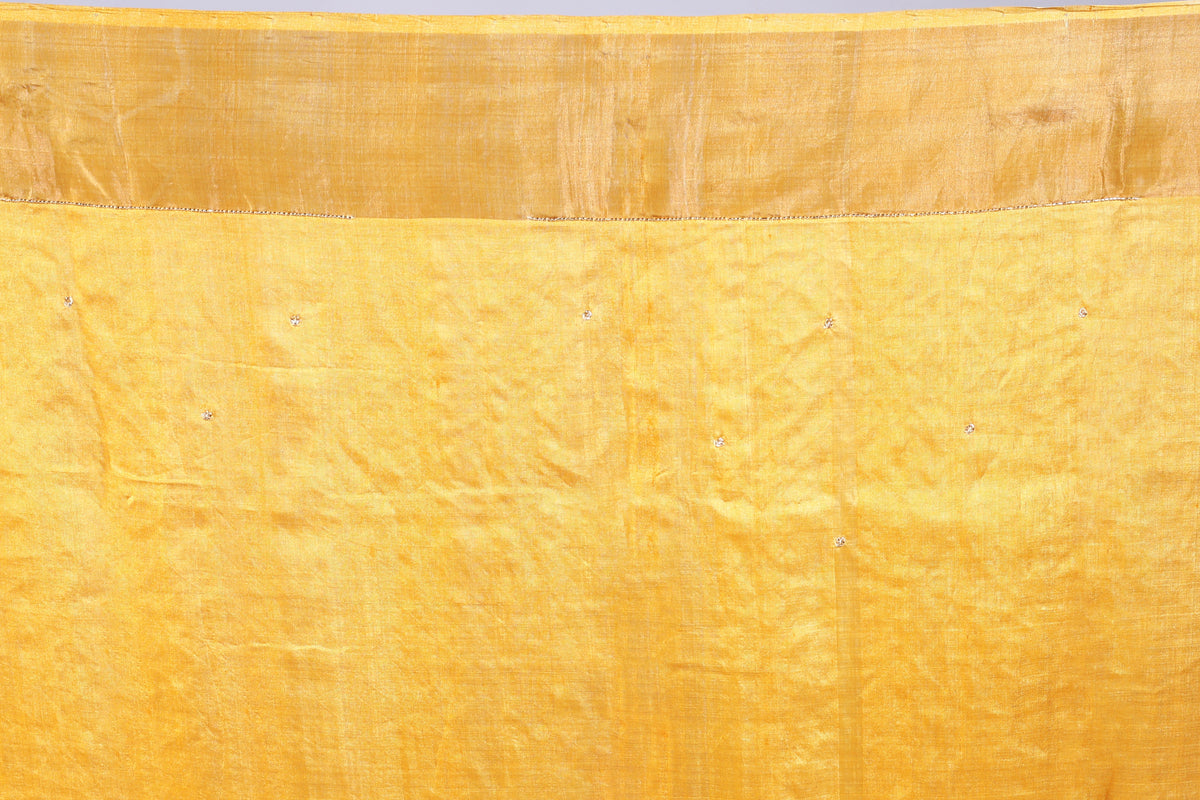 Peach Tussar Cutdana Embroidery Saree With Blouse Piece