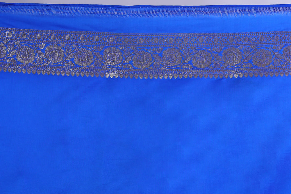 Royal Blue Semi Mashru Saree With Blouse Piece