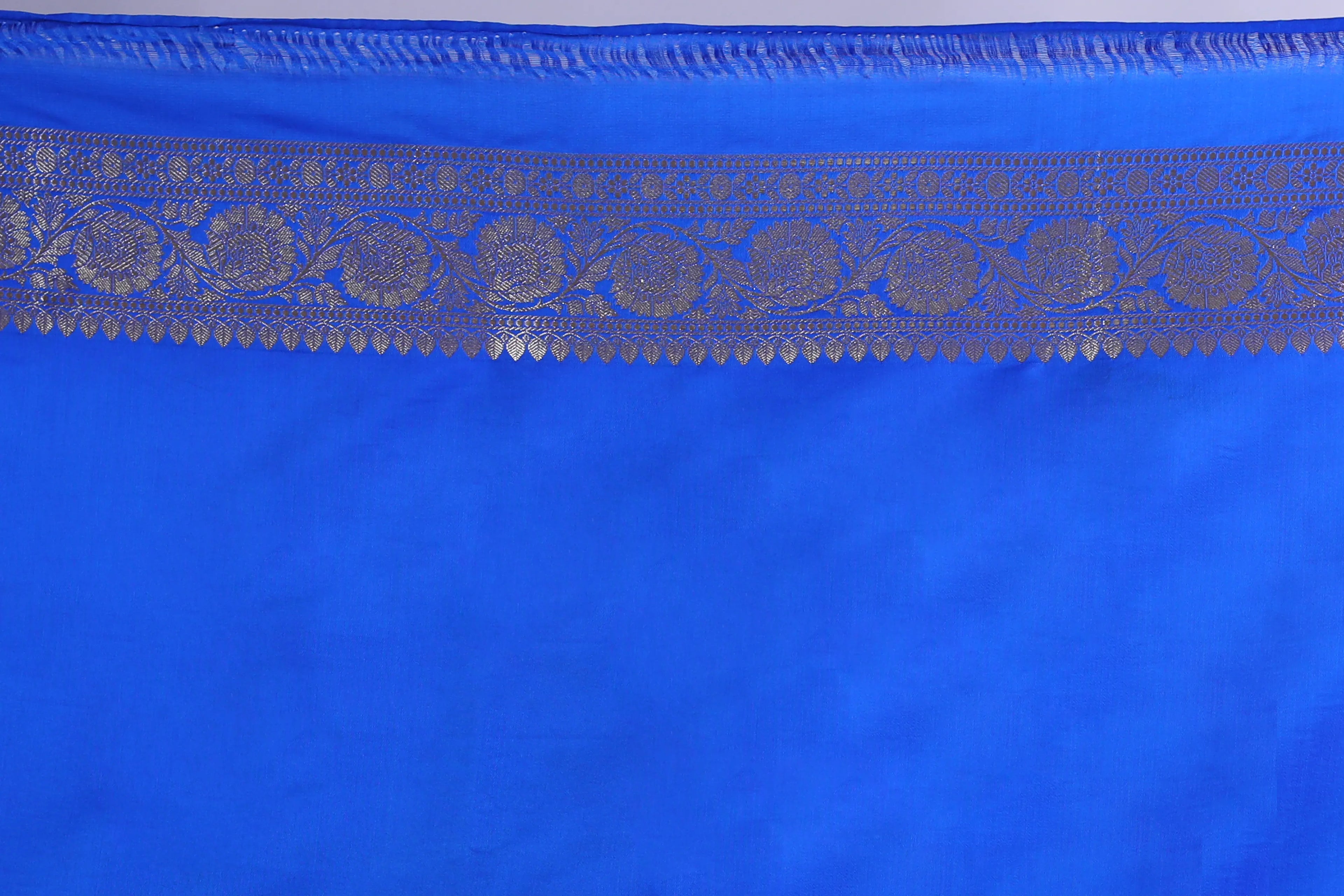 Royal Blue Semi Mashru Saree With Blouse Piece