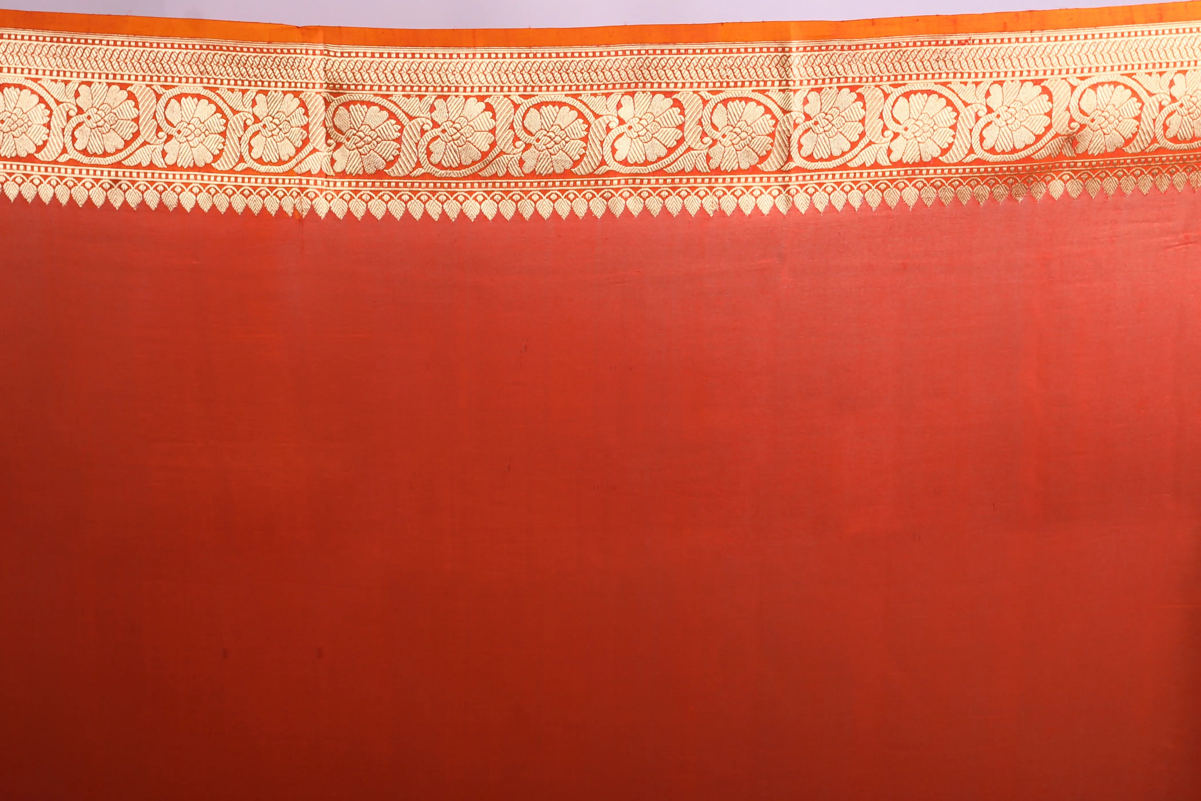 Orange Chand Tara Kora Banarasi Saree With Blouse Piece