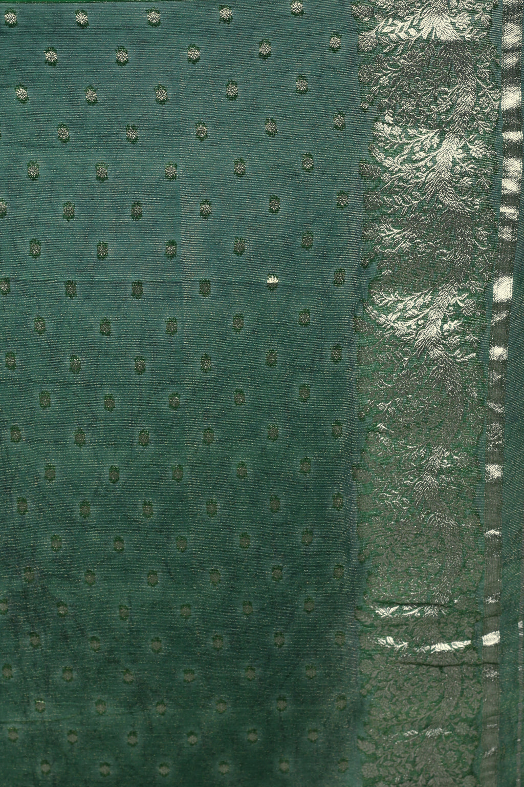 Dark Bottle Green Semi Khaddi Saree With Blouse Piece