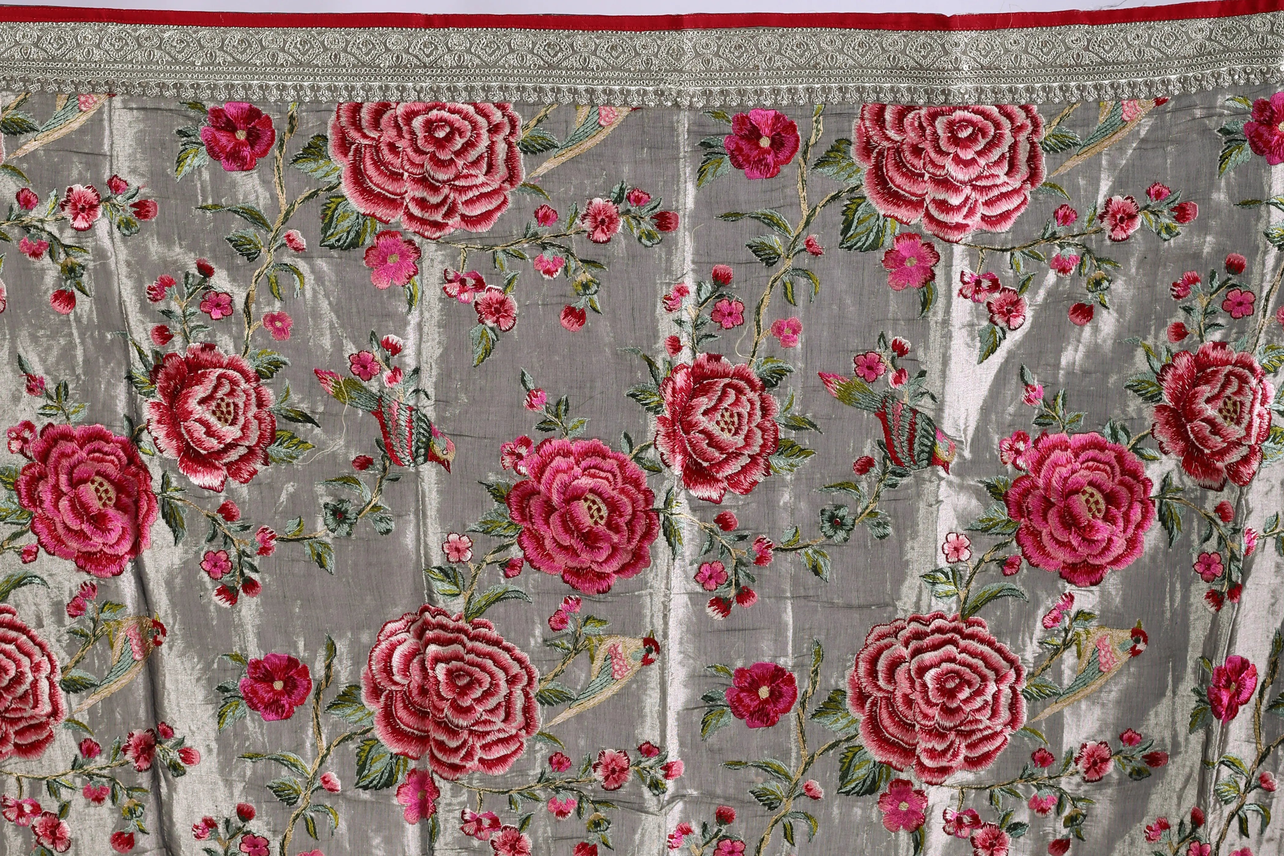 Grey Tissue Banarasi Saree With Blouse Piece