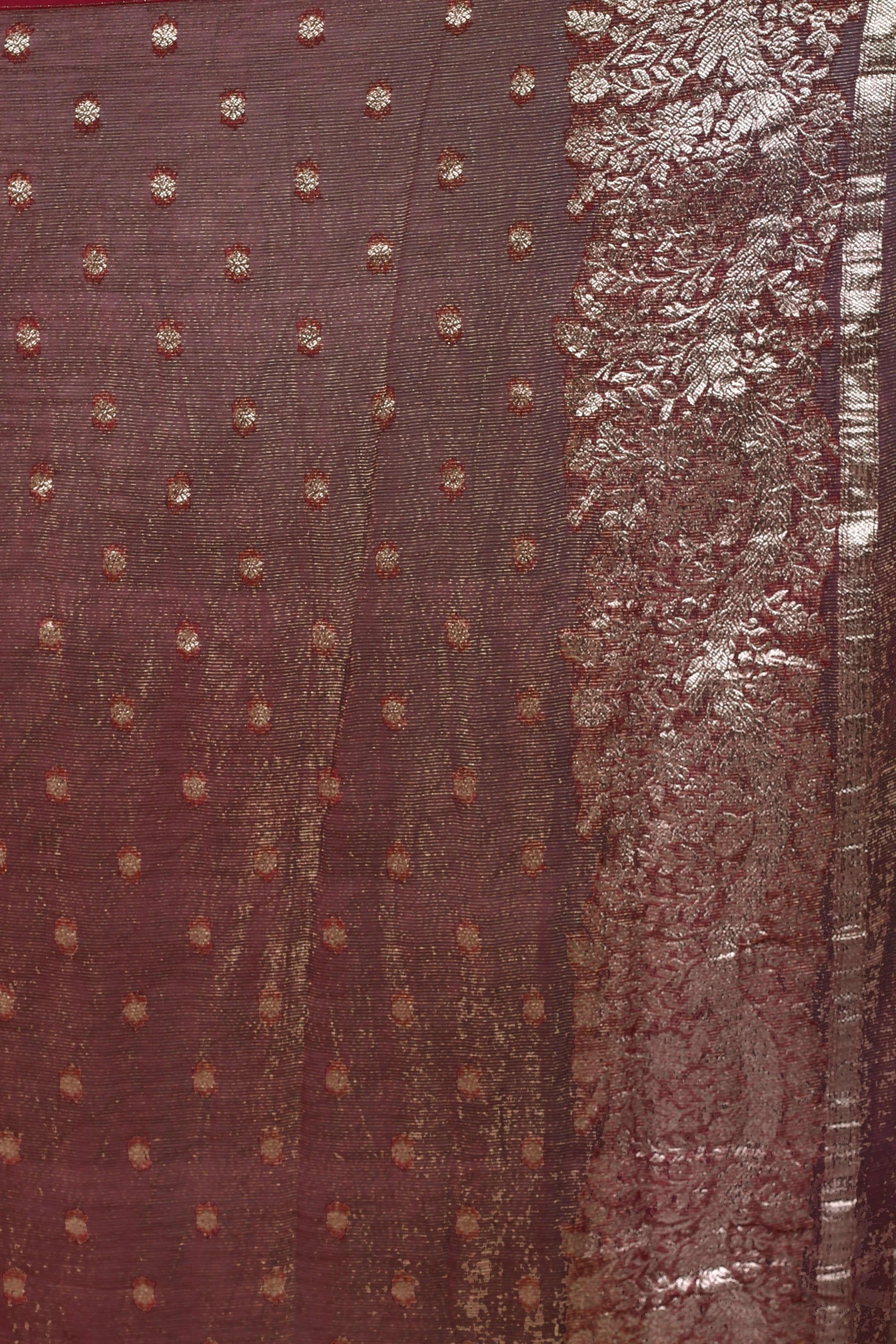 Wine Semi Khaddi Saree With Blouse Piece