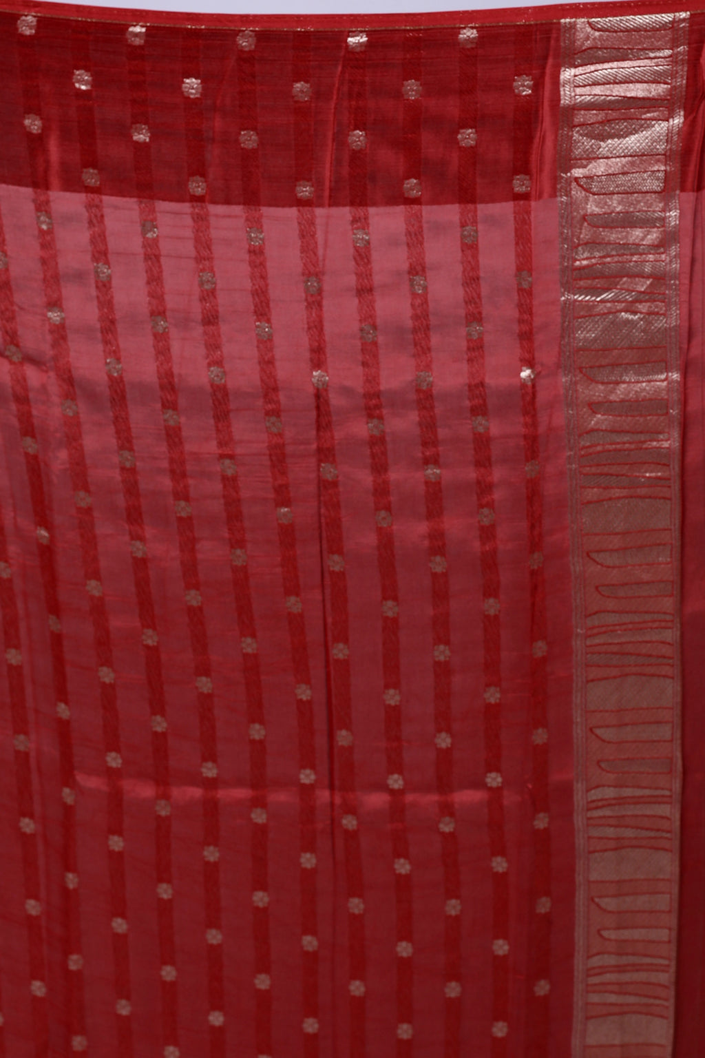 Dark Red Semi Mashru Saree With Blouse Piece