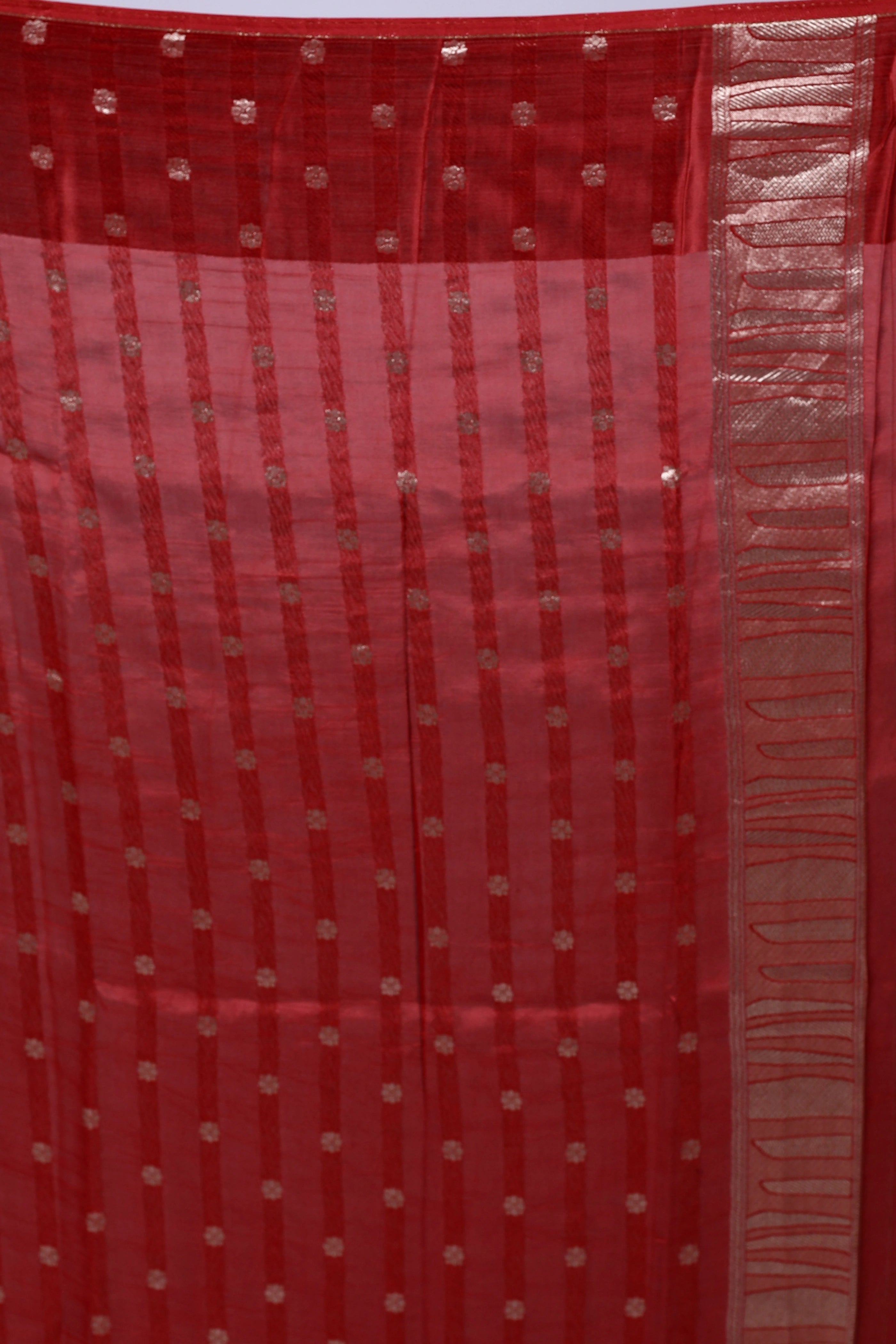 Dark Red Semi Mashru Saree With Blouse Piece