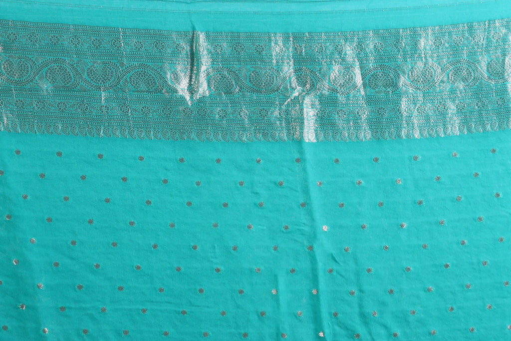 Sea Green Blended Khaddi Banarasi Saree With Blouse Piece