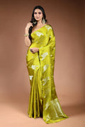 Lemon Semi Mashru Saree With Blouse Piece