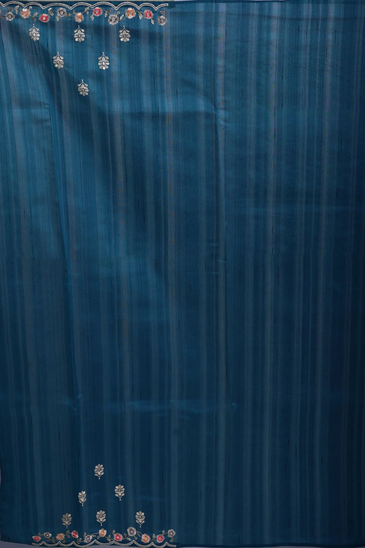 Peacock Blue Blended Semi Tussar Saree With Blouse Piece