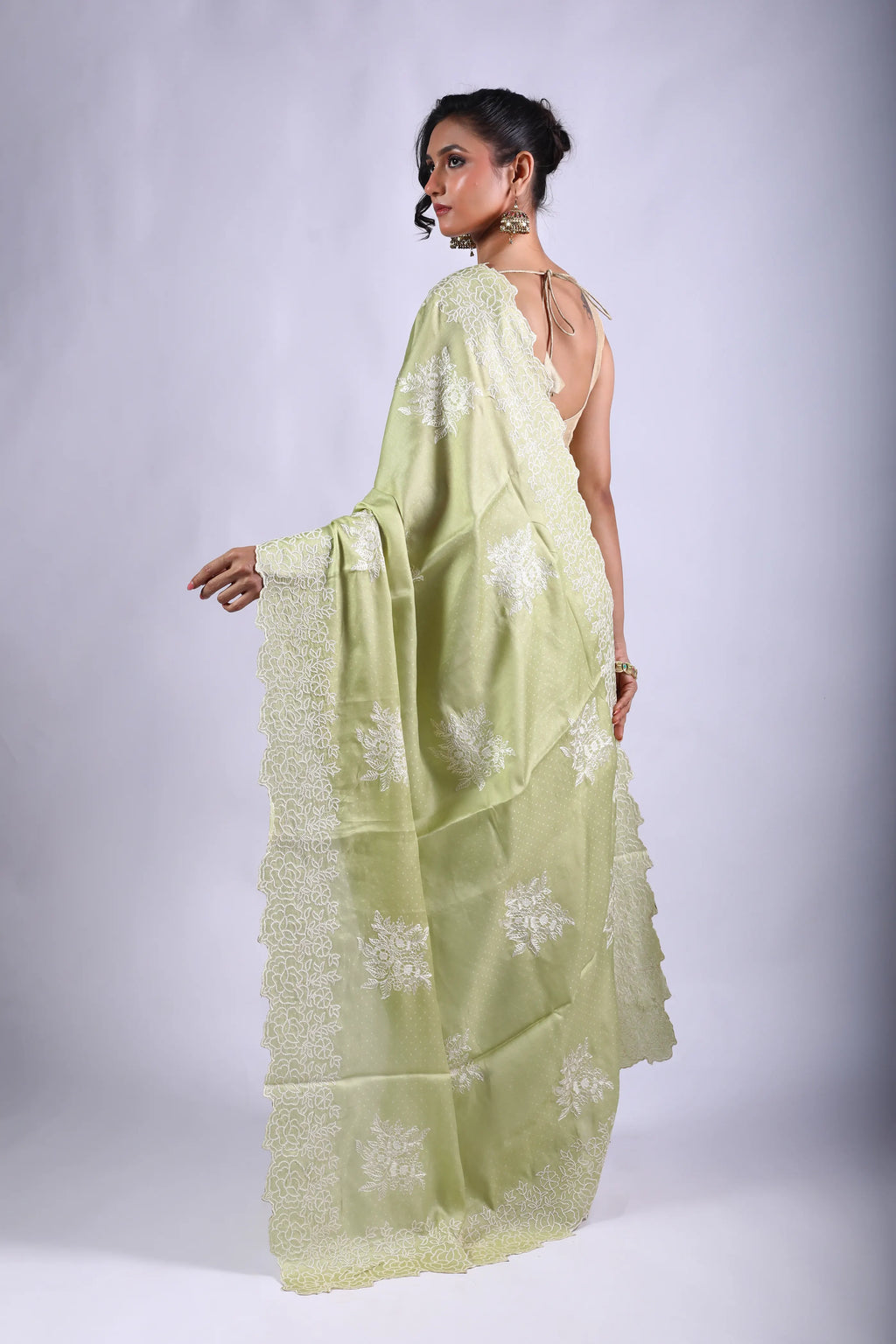 Pista Green Blended Semi Tussar Saree With Blouse Piece