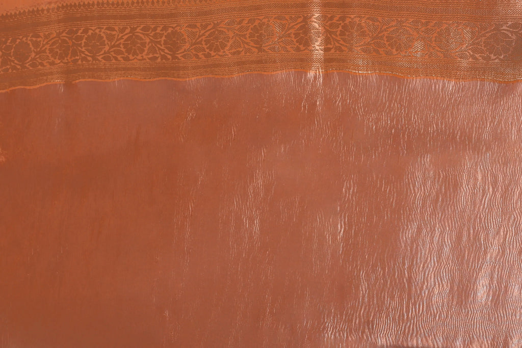 Orange Blended Tissue Banarasi Saree With Blouse Piece