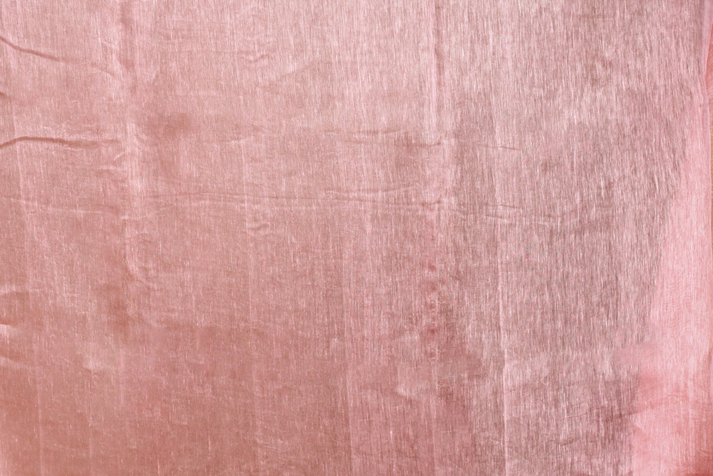Pink Linen Tissue Saree With Blouse Piece