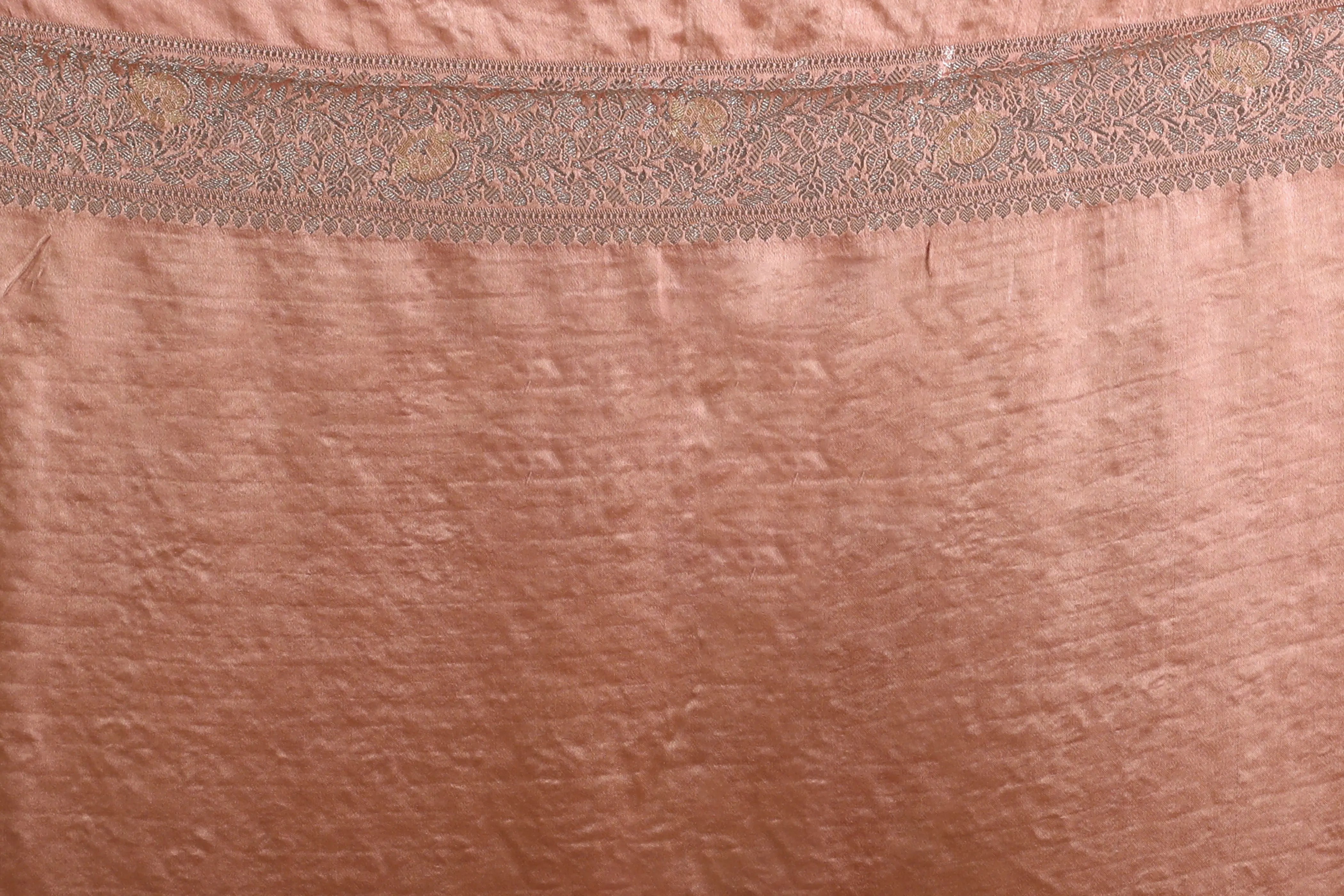 Peach Semi Mashru Saree With Blouse Piece