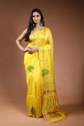 Yellow Linen Tissue Saree With Blouse Piece