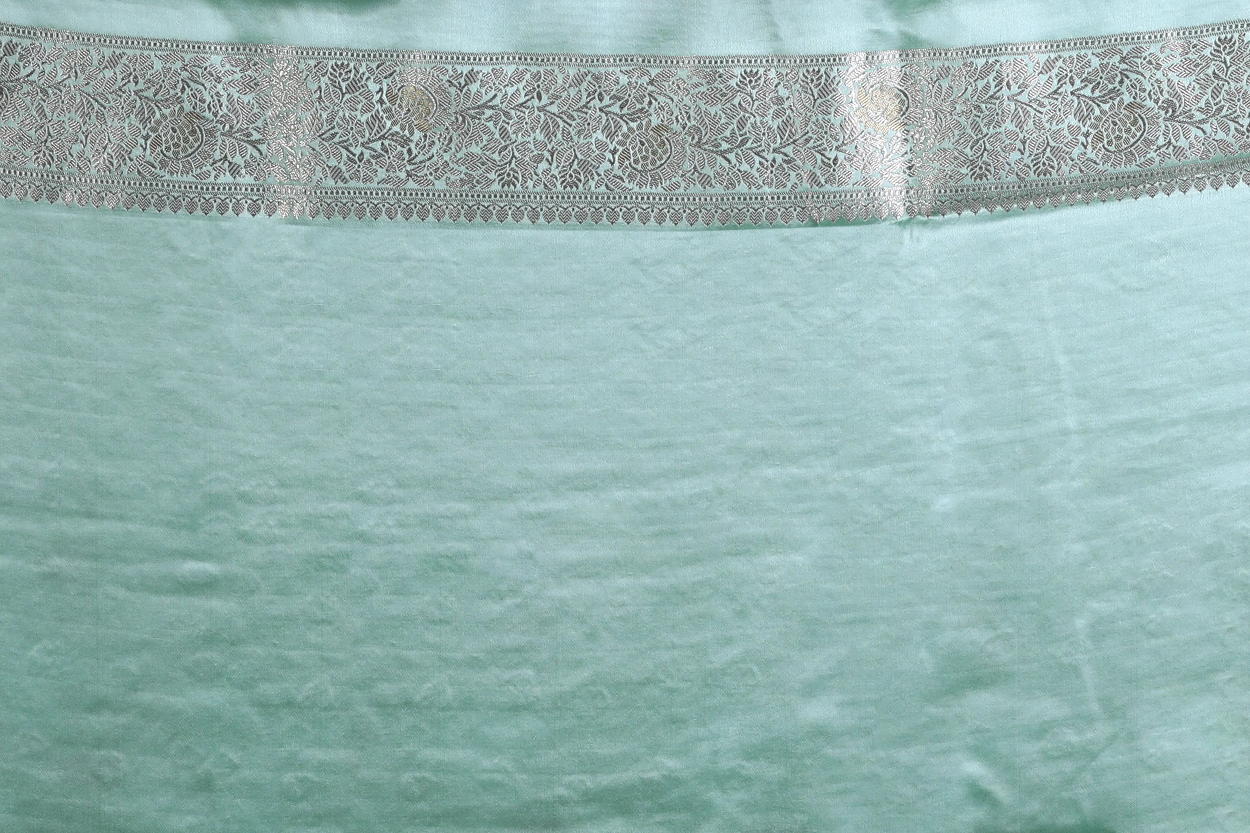 Light Cyan Turquoise Semi Mashru Saree With Blouse Piece