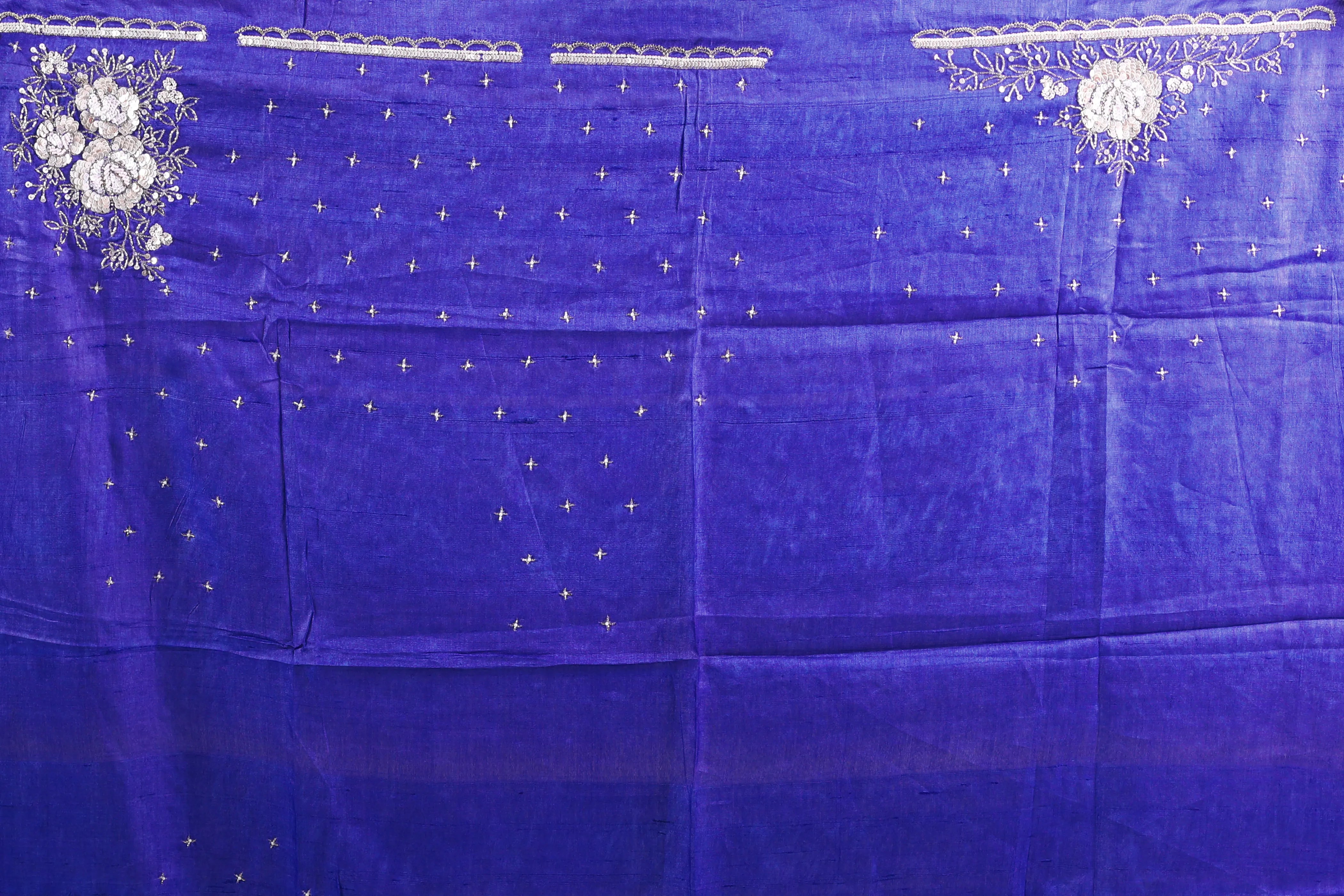 Royal Blue Tussar Saree With Blouse Piece