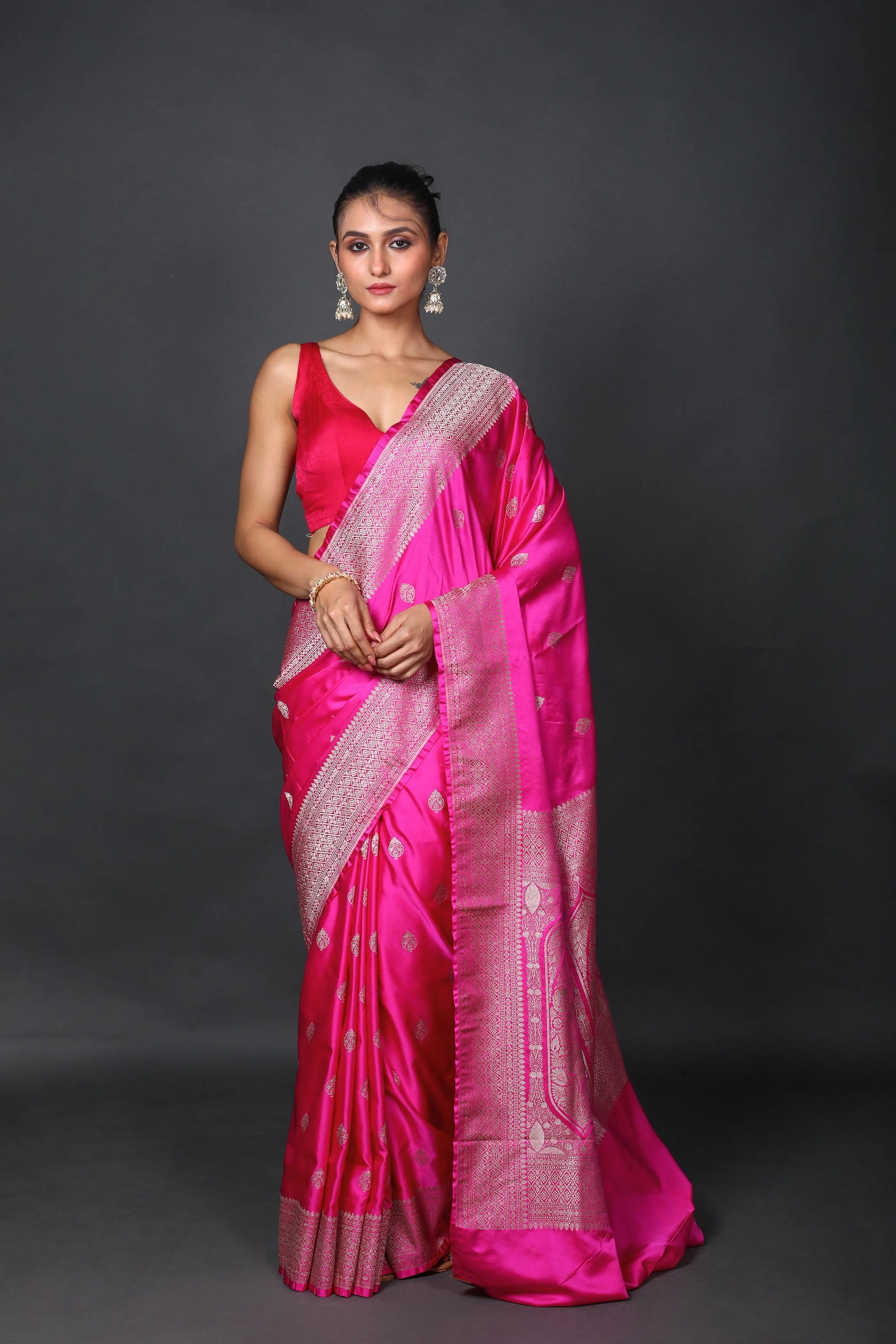Light Magenda Semi Mashru Saree With Blouse Piece