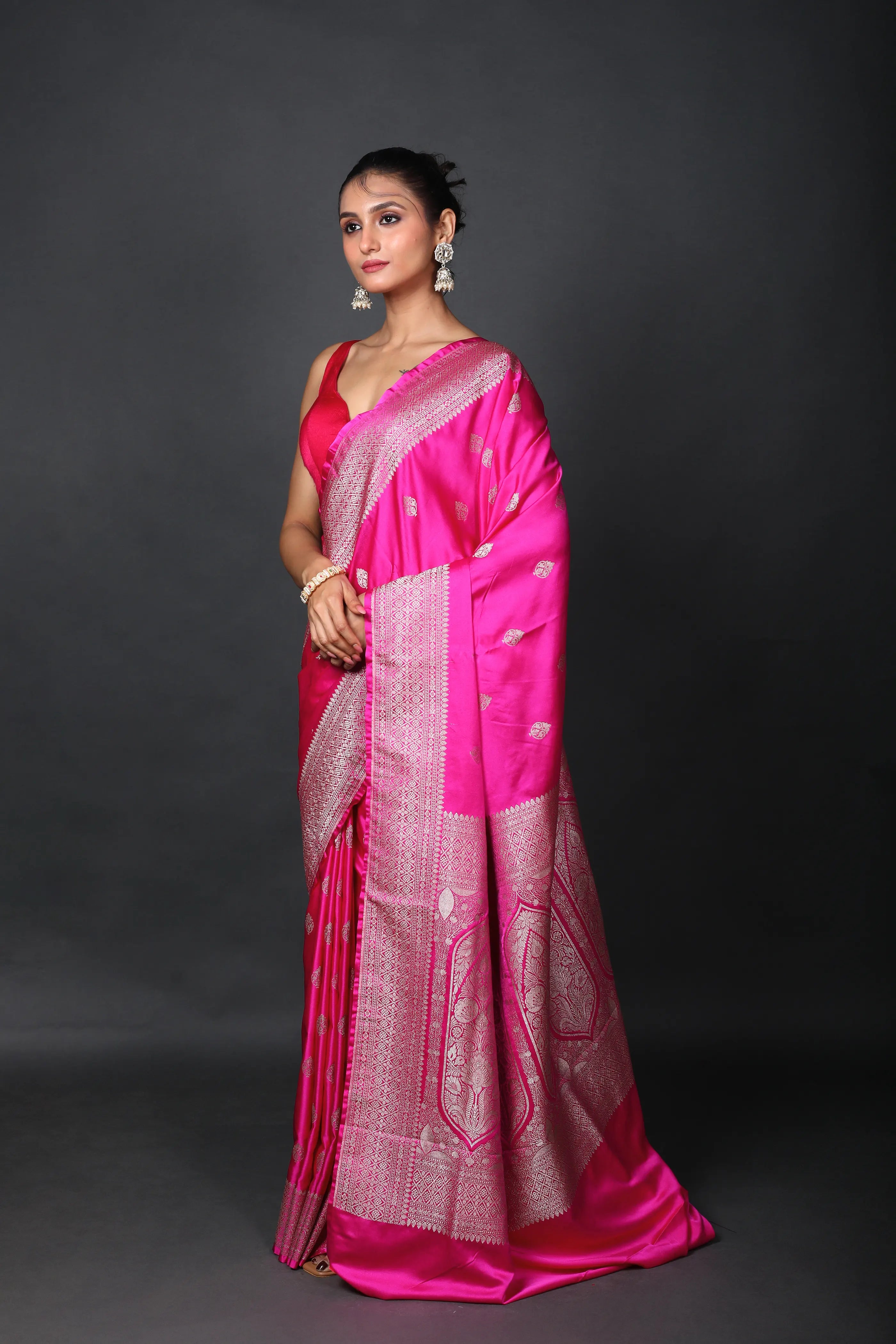 Light Magenda Semi Mashru Saree With Blouse Piece