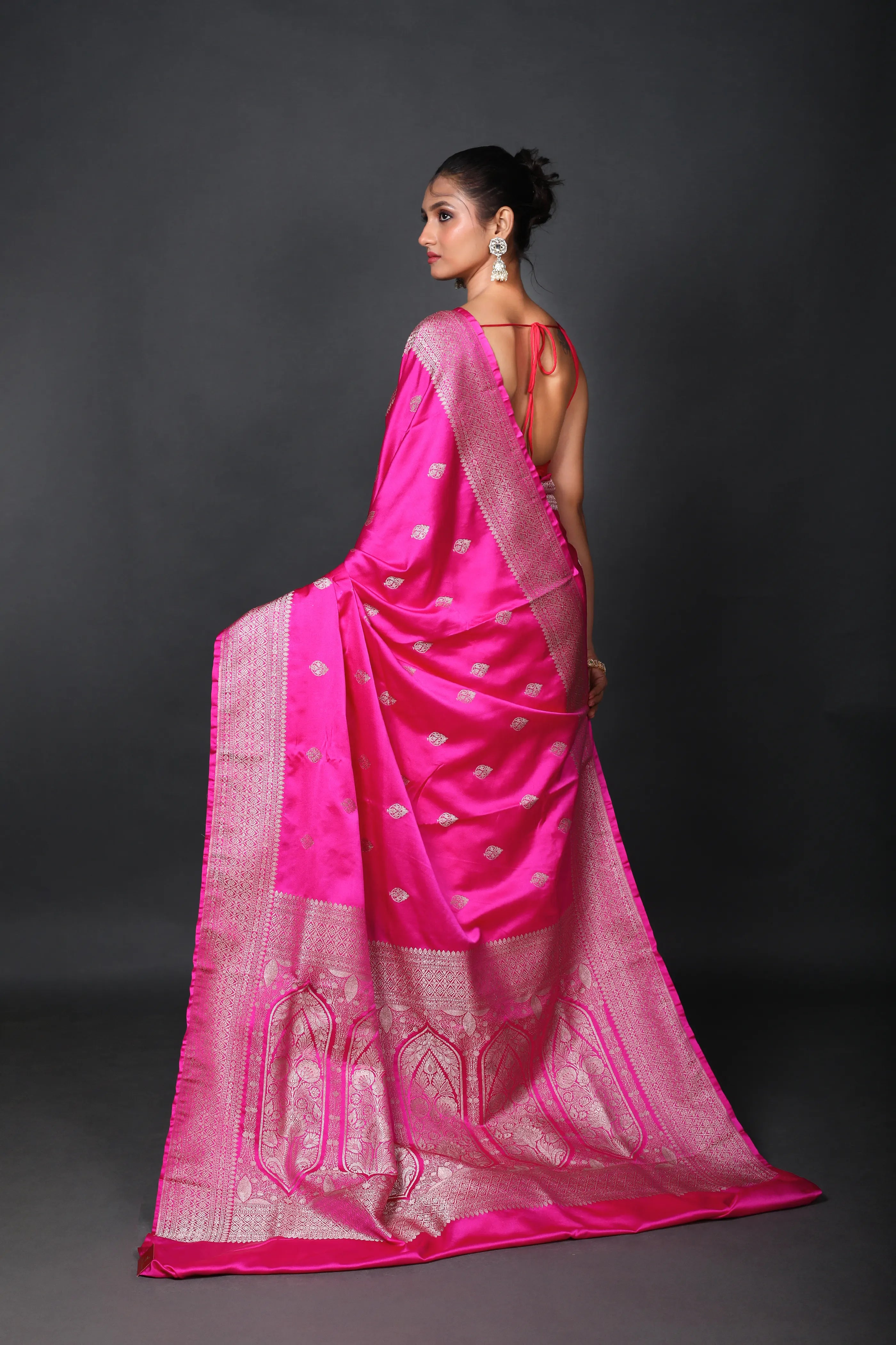 Light Magenda Semi Mashru Saree With Blouse Piece