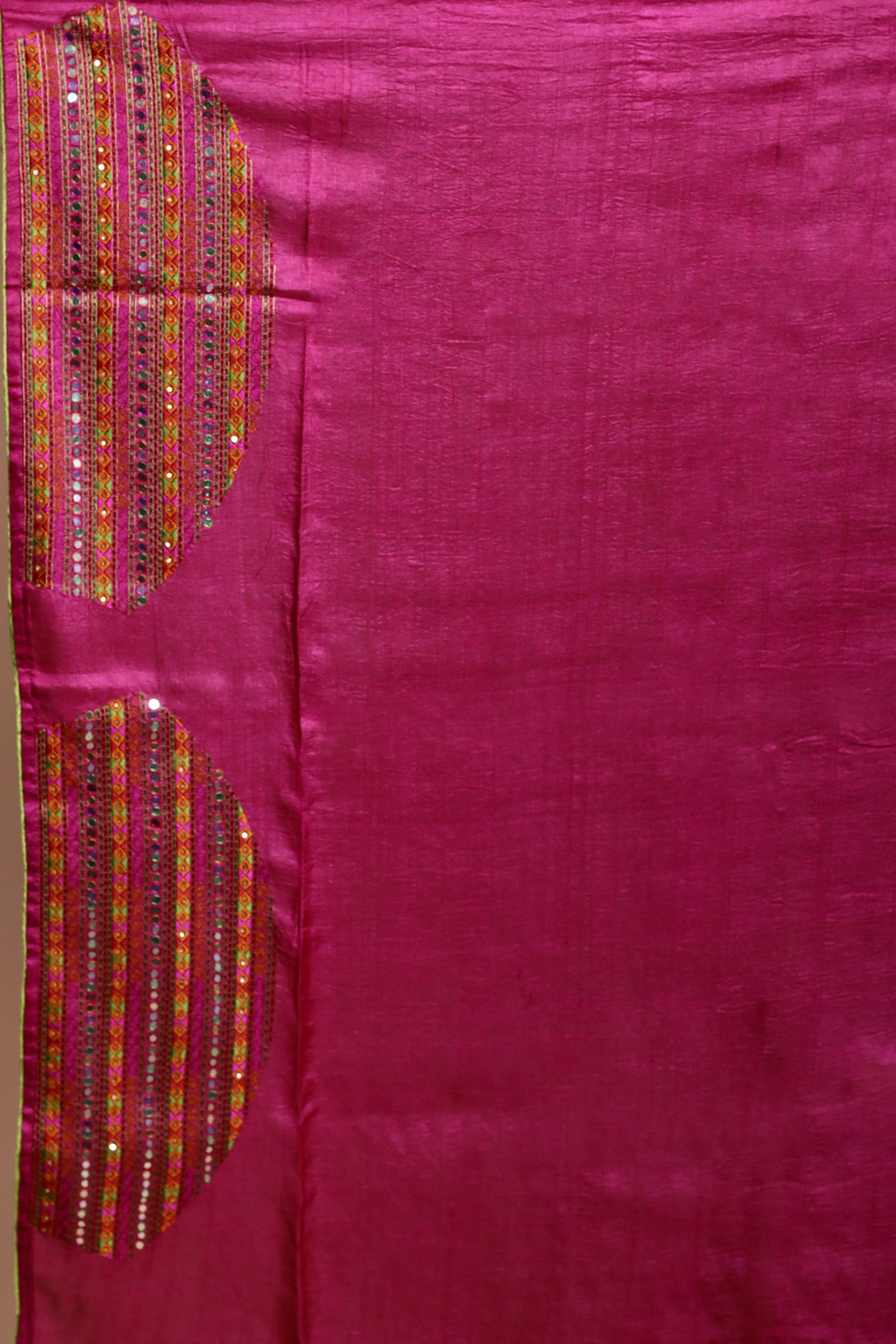 Magenda Tussar Machine Work Saree With Blouse Piece