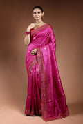 Magenda Tussar Machine Work Saree With Blouse Piece