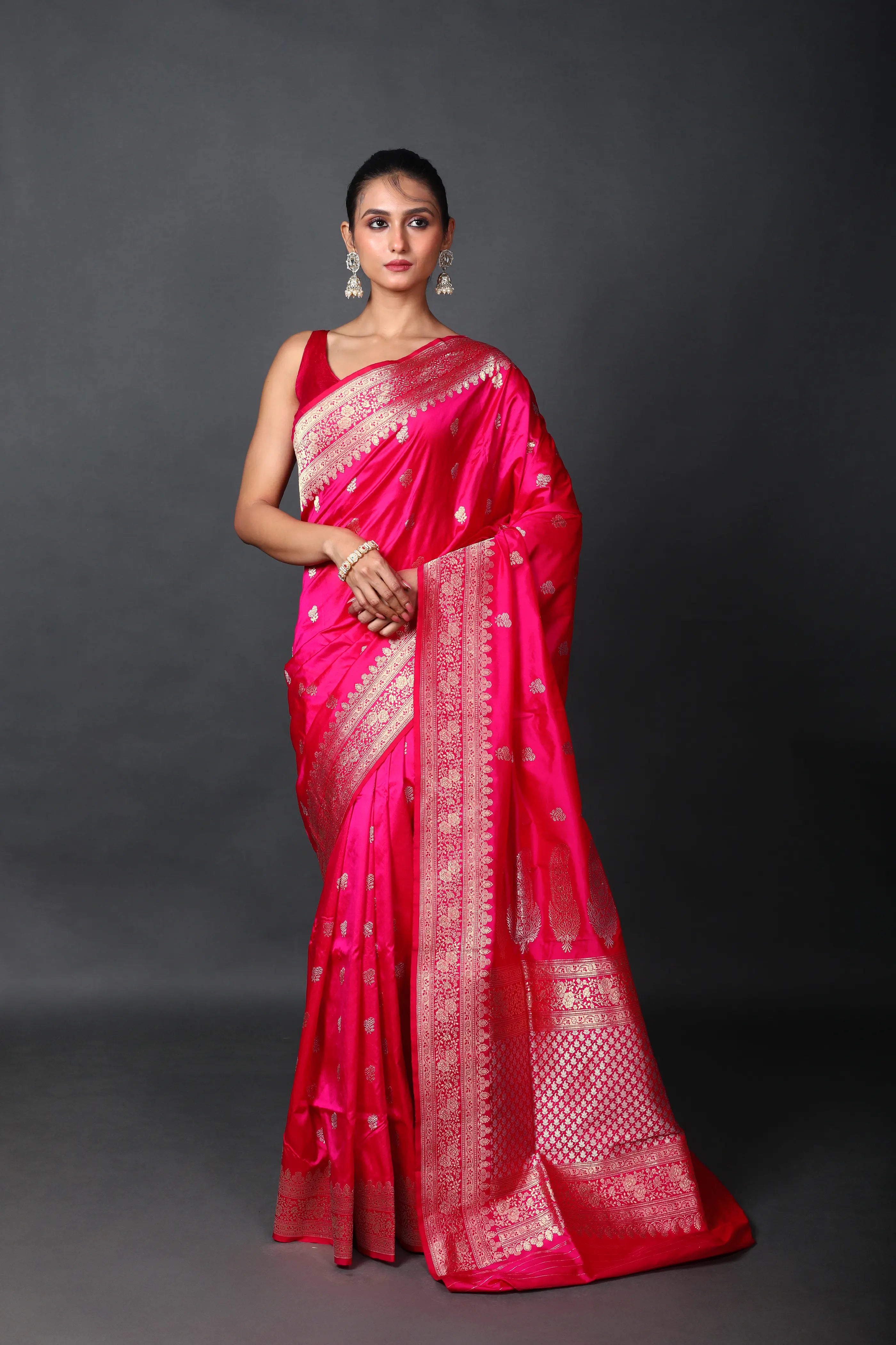 Rani Katan Banarasi Saree With Blouse Piece