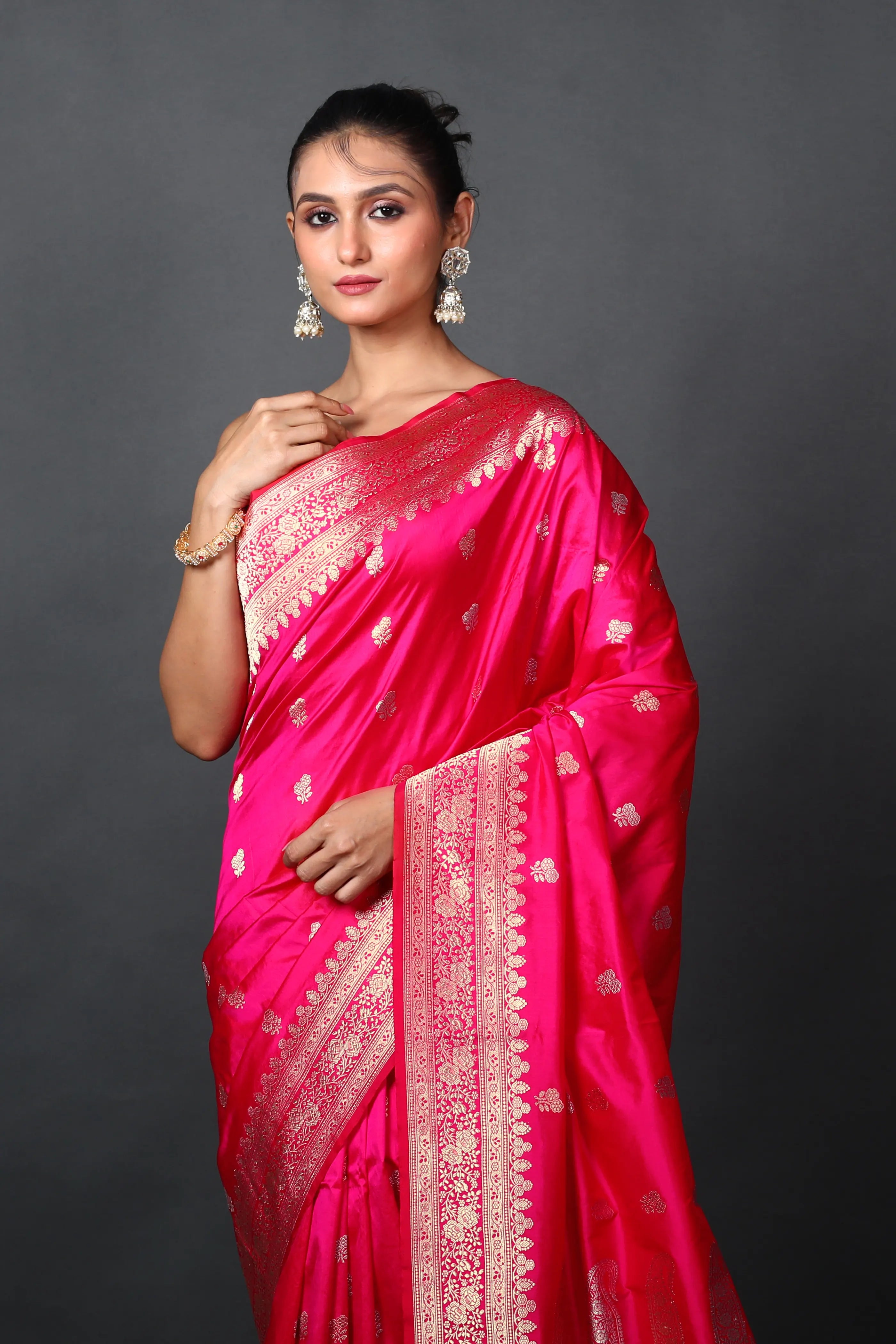 Rani Katan Banarasi Saree With Blouse Piece