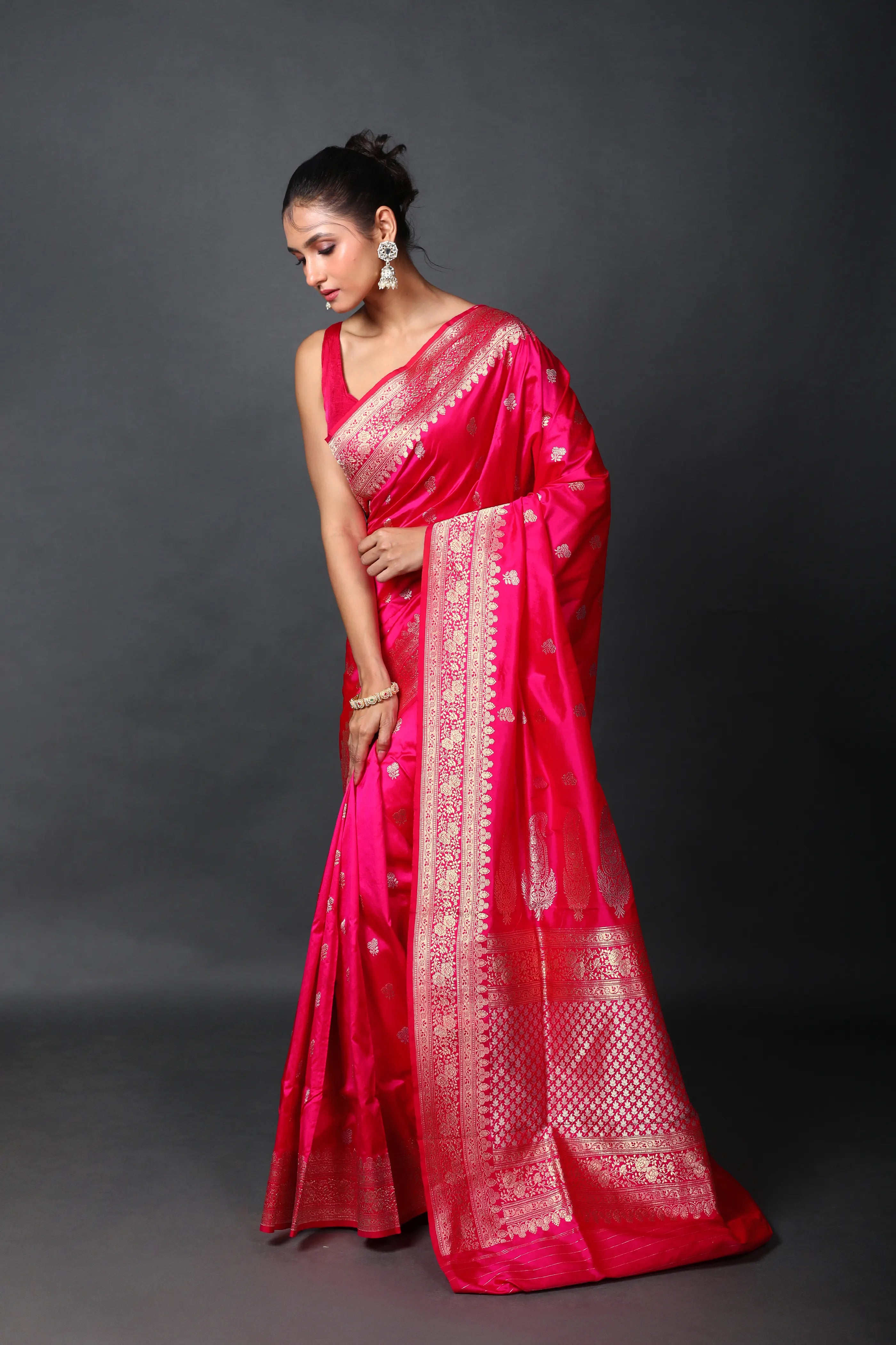 Rani Katan Banarasi Saree With Blouse Piece