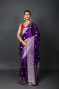 Purple Semi Mashru Saree With Blouse Piece
