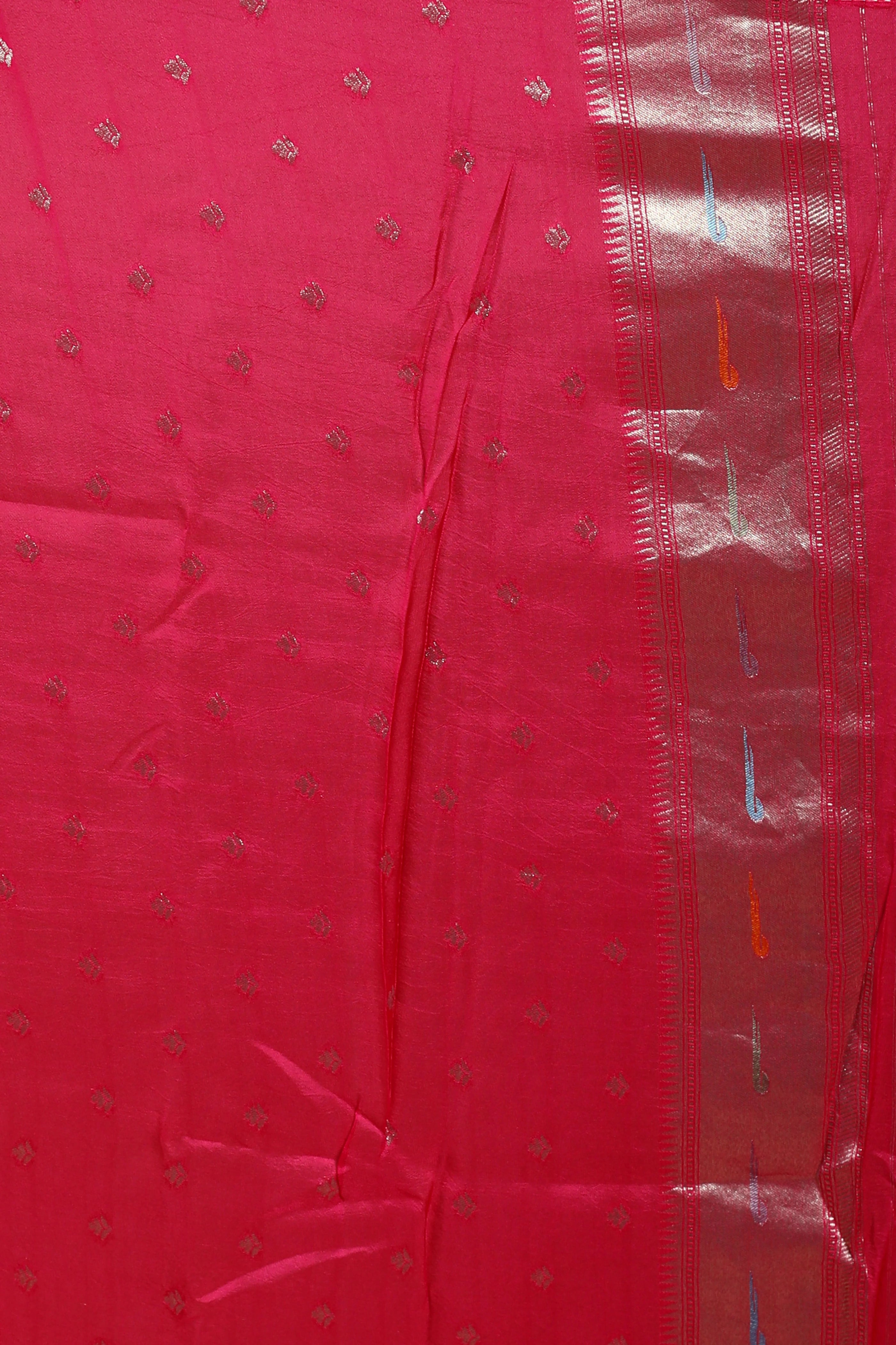 Fuchsia Pink Semi Mashru Saree With Blouse Piece