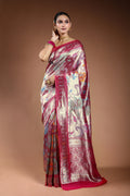 Fuchsia Pink Semi Mashru Saree With Blouse Piece