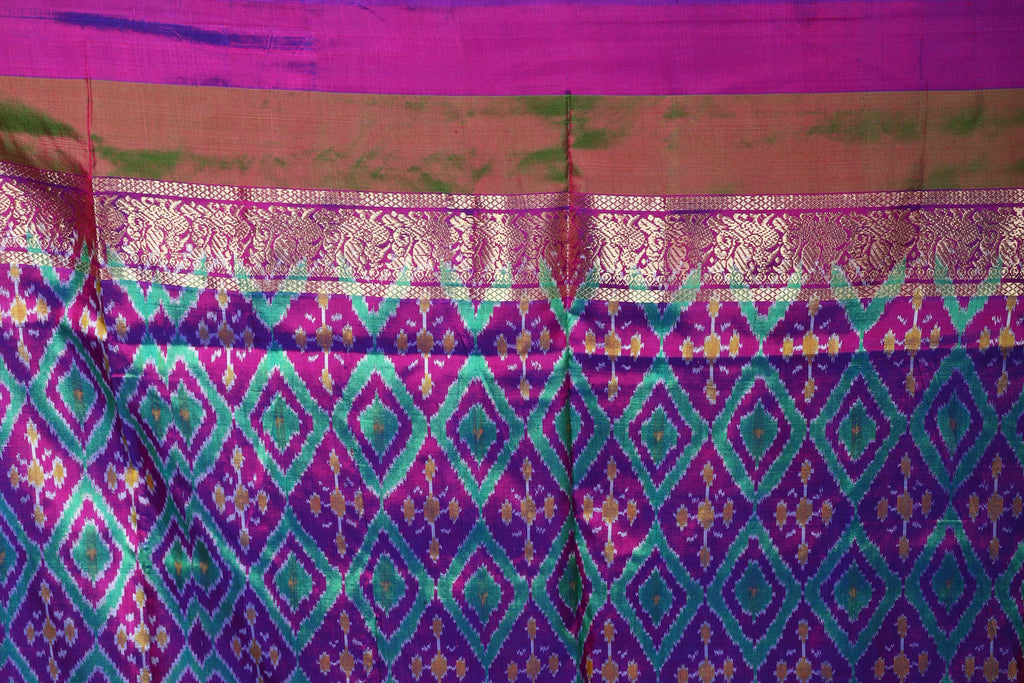 Yellow Pochampally Silk Saree With Blouse Piece