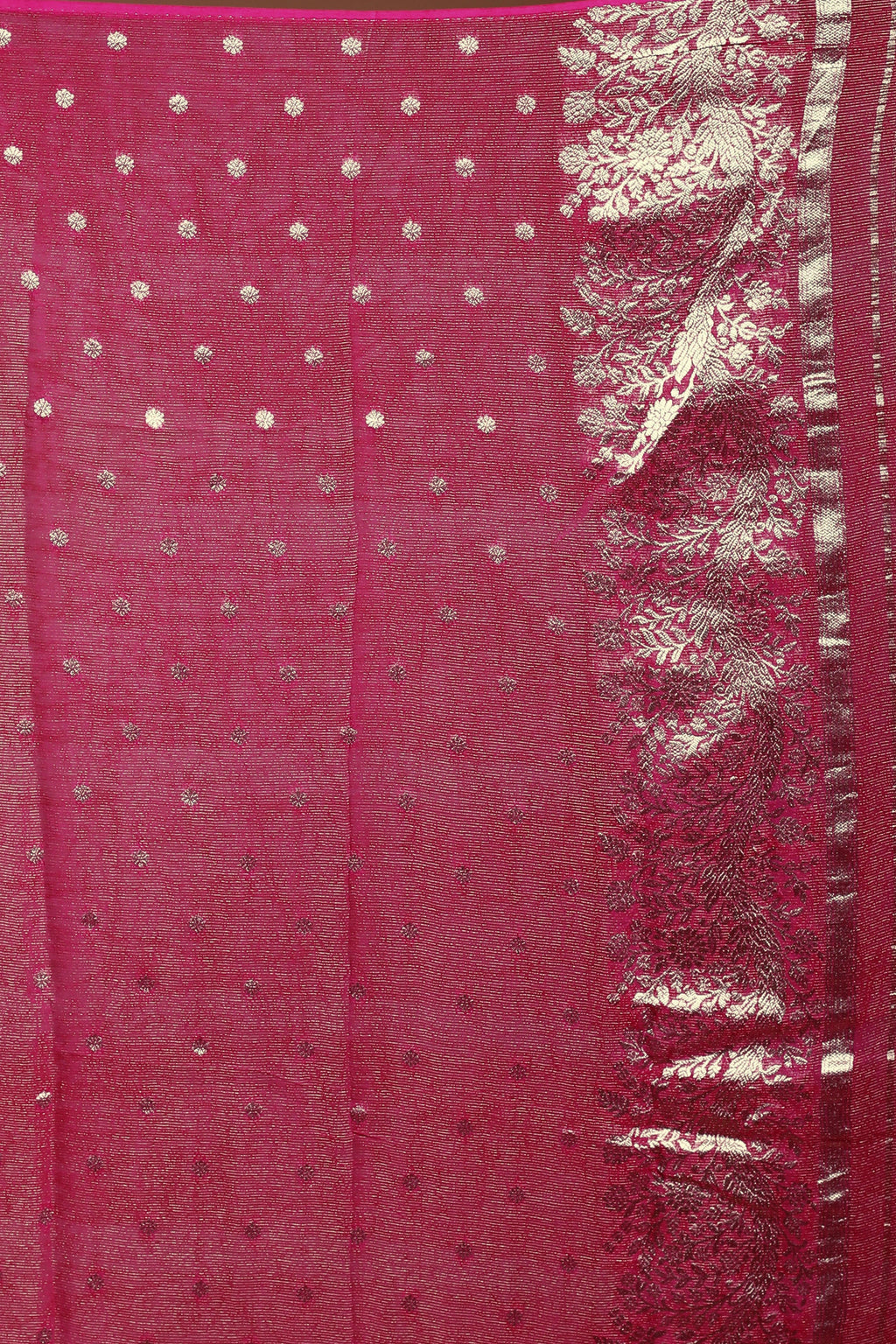 Fuchsia Pink Semi Khaddi Saree With Blouse Piece