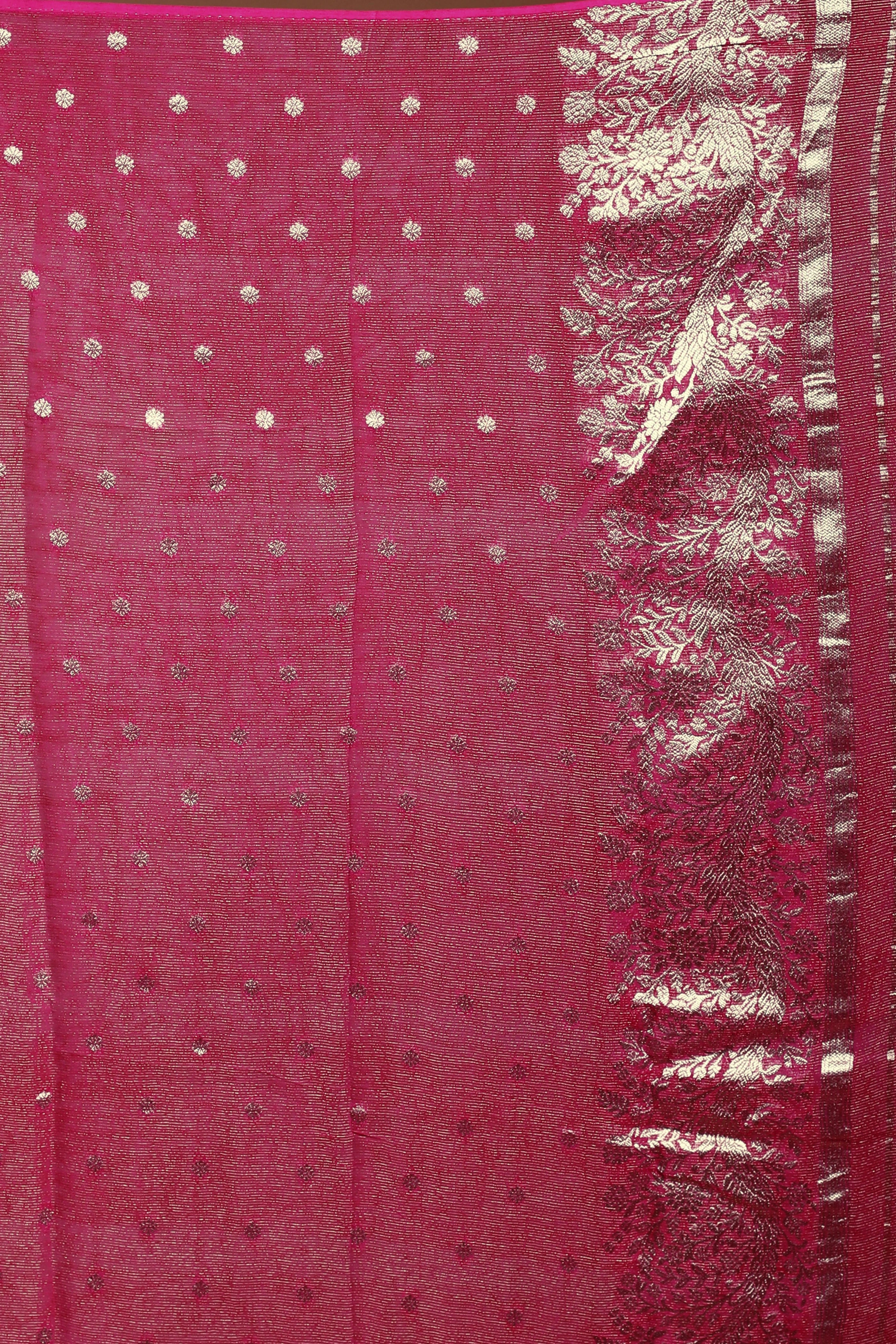 Fuchsia Pink Semi Khaddi Saree With Blouse Piece