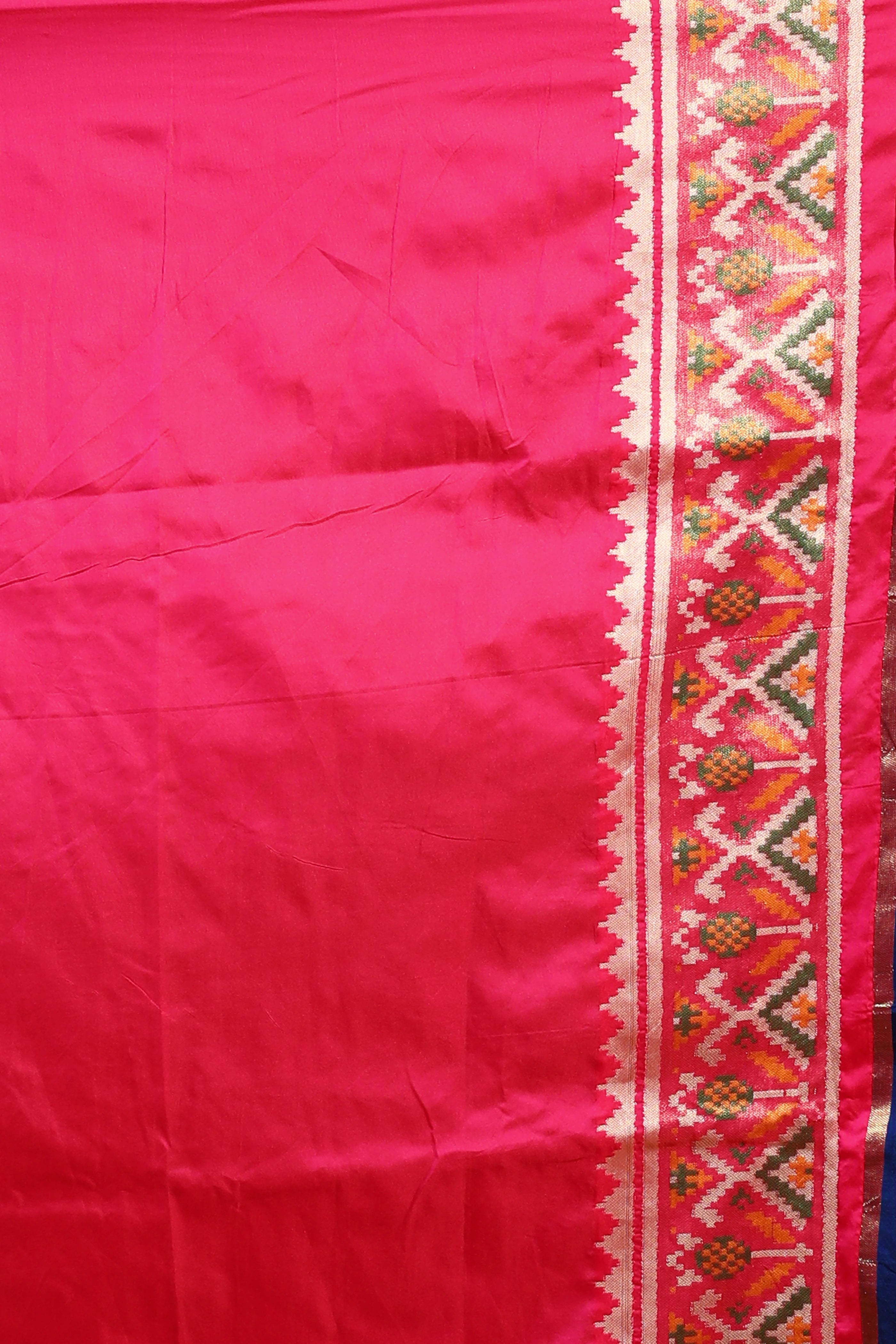 Blue Semi Patola Saree With Blouse Piece