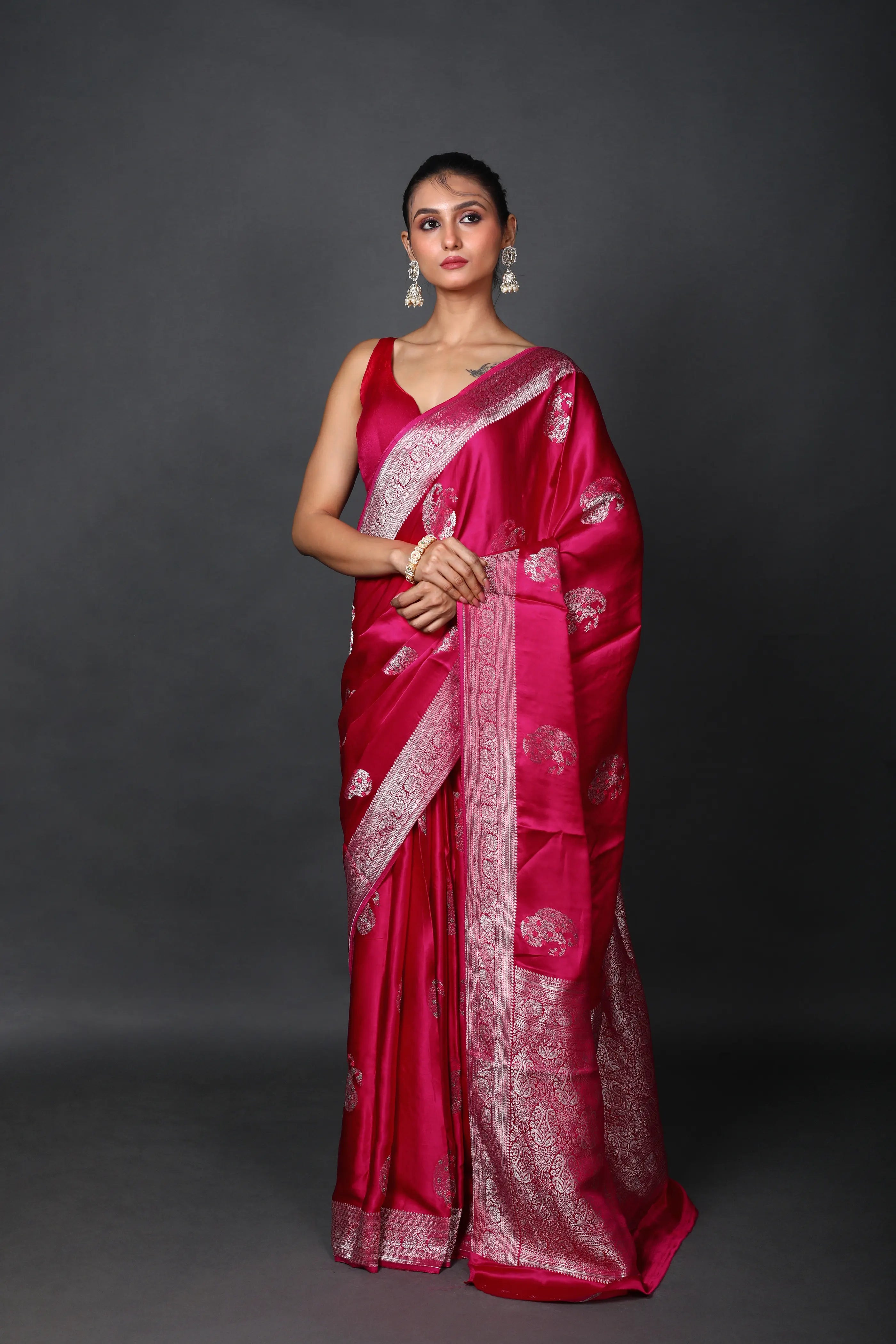 Rani Semi Mashru Saree With Blouse Piece