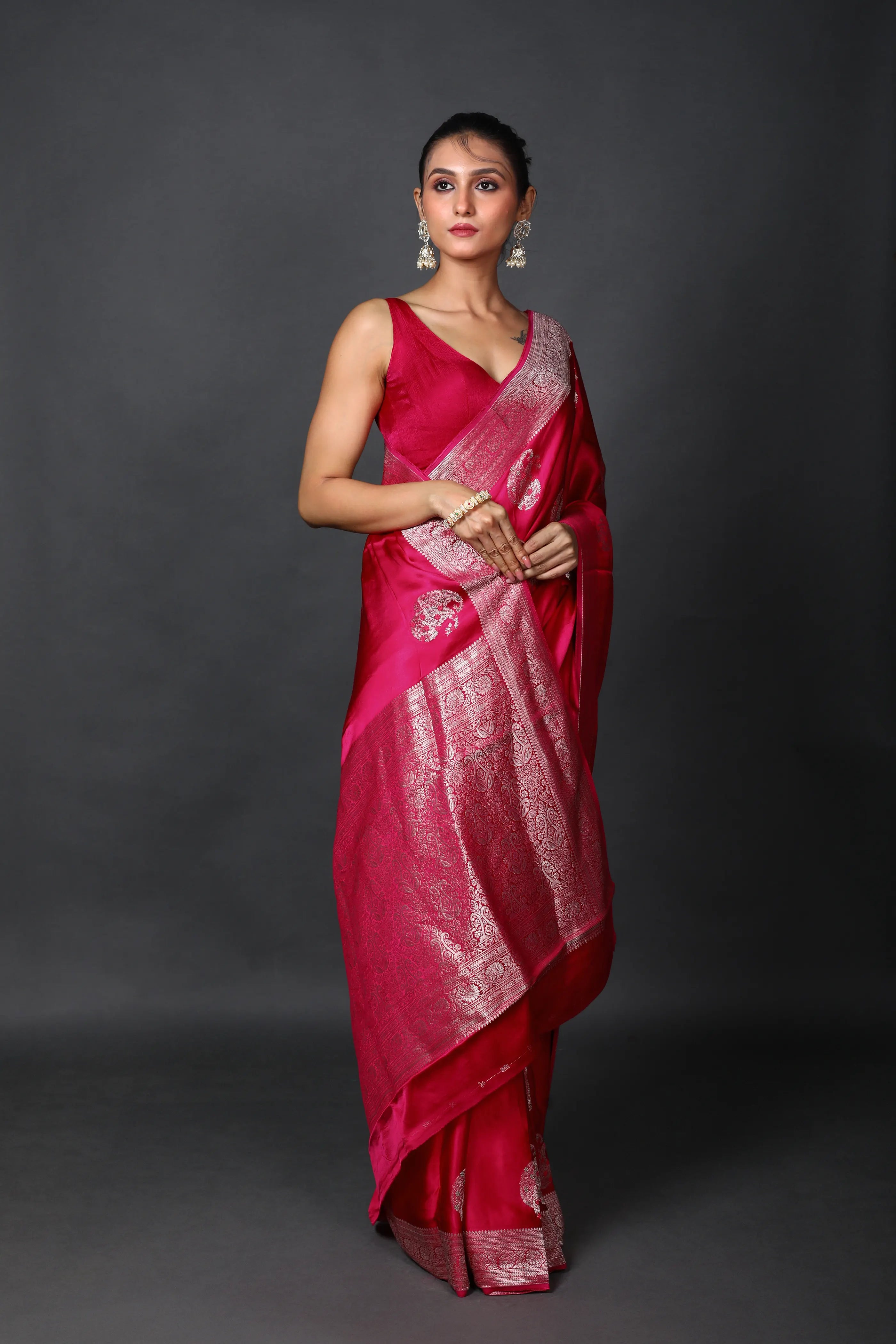 Rani Semi Mashru Saree With Blouse Piece
