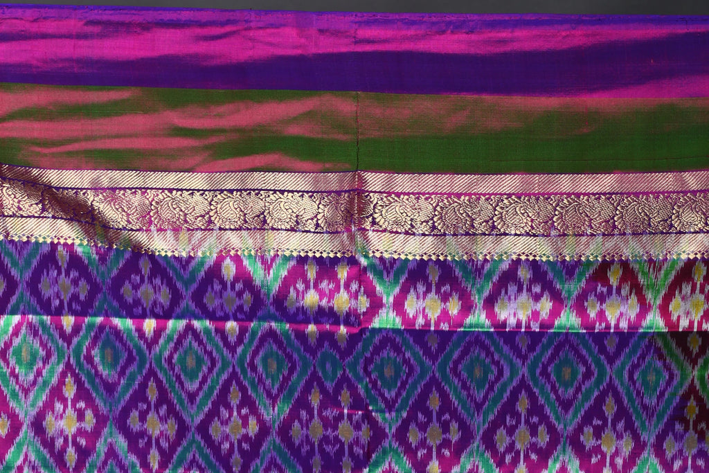 Royal Blue Pochampally Silk Saree With Blouse Piece