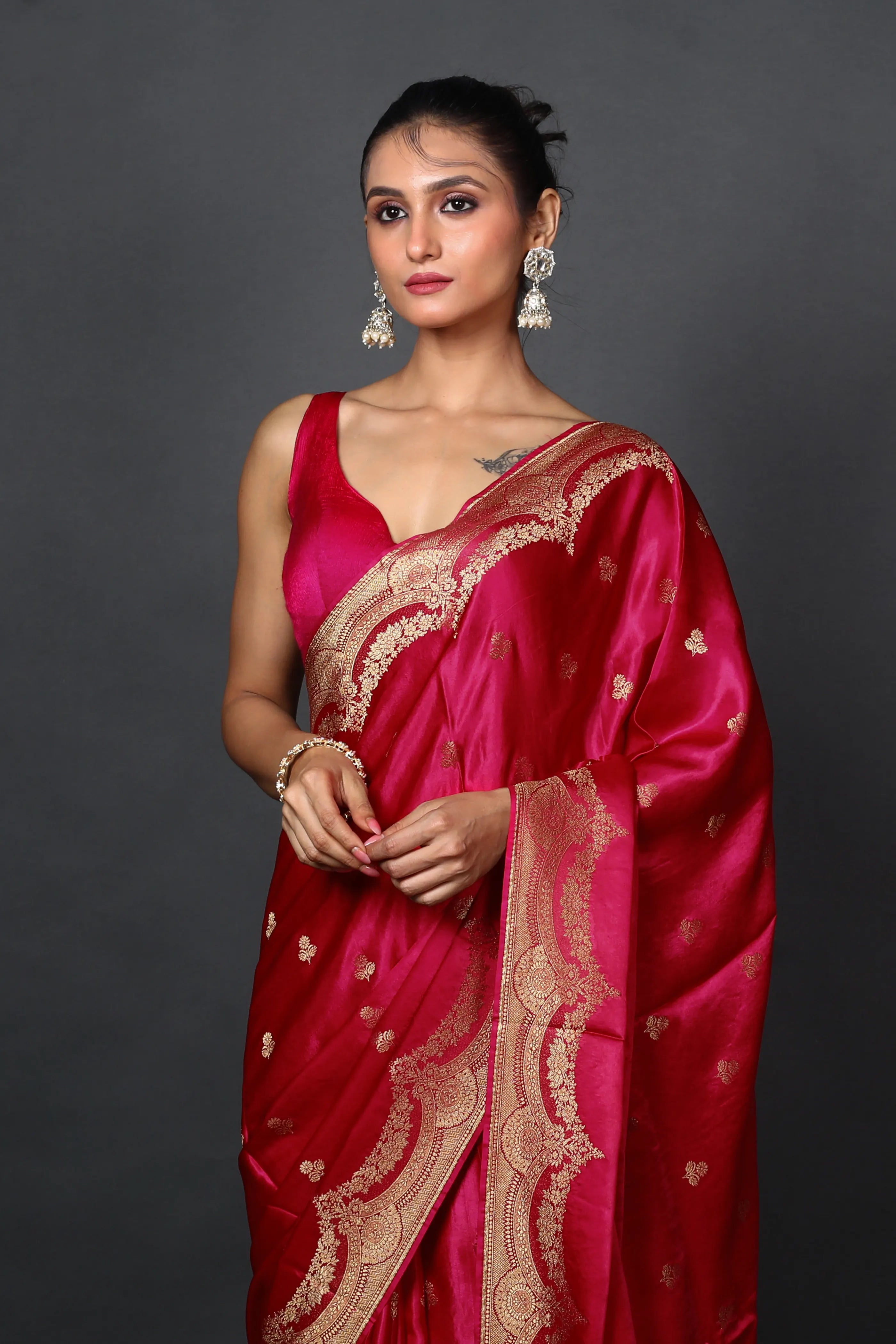 Rani Semi  Mashru Saree With Blouse Piece
